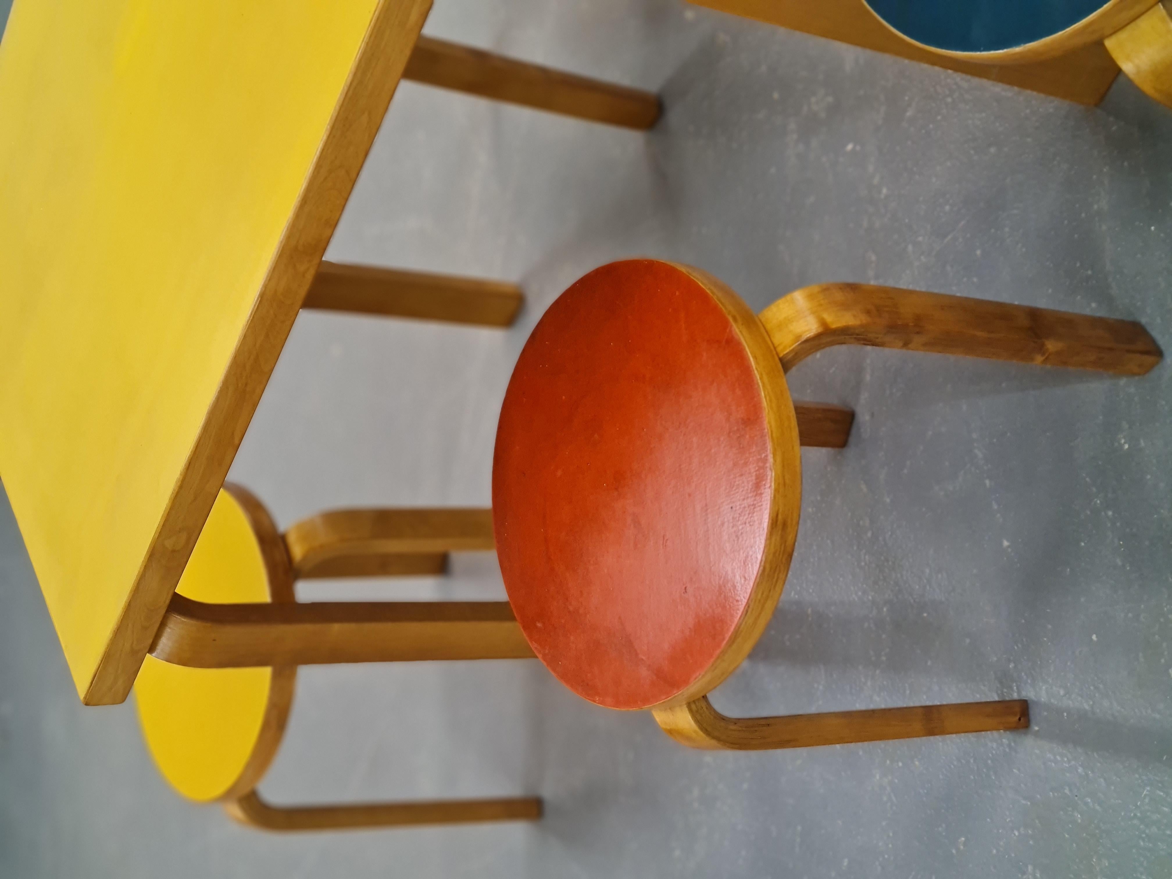 Alvar Aalto Foldable Table and 6 Stools, Artek 10
