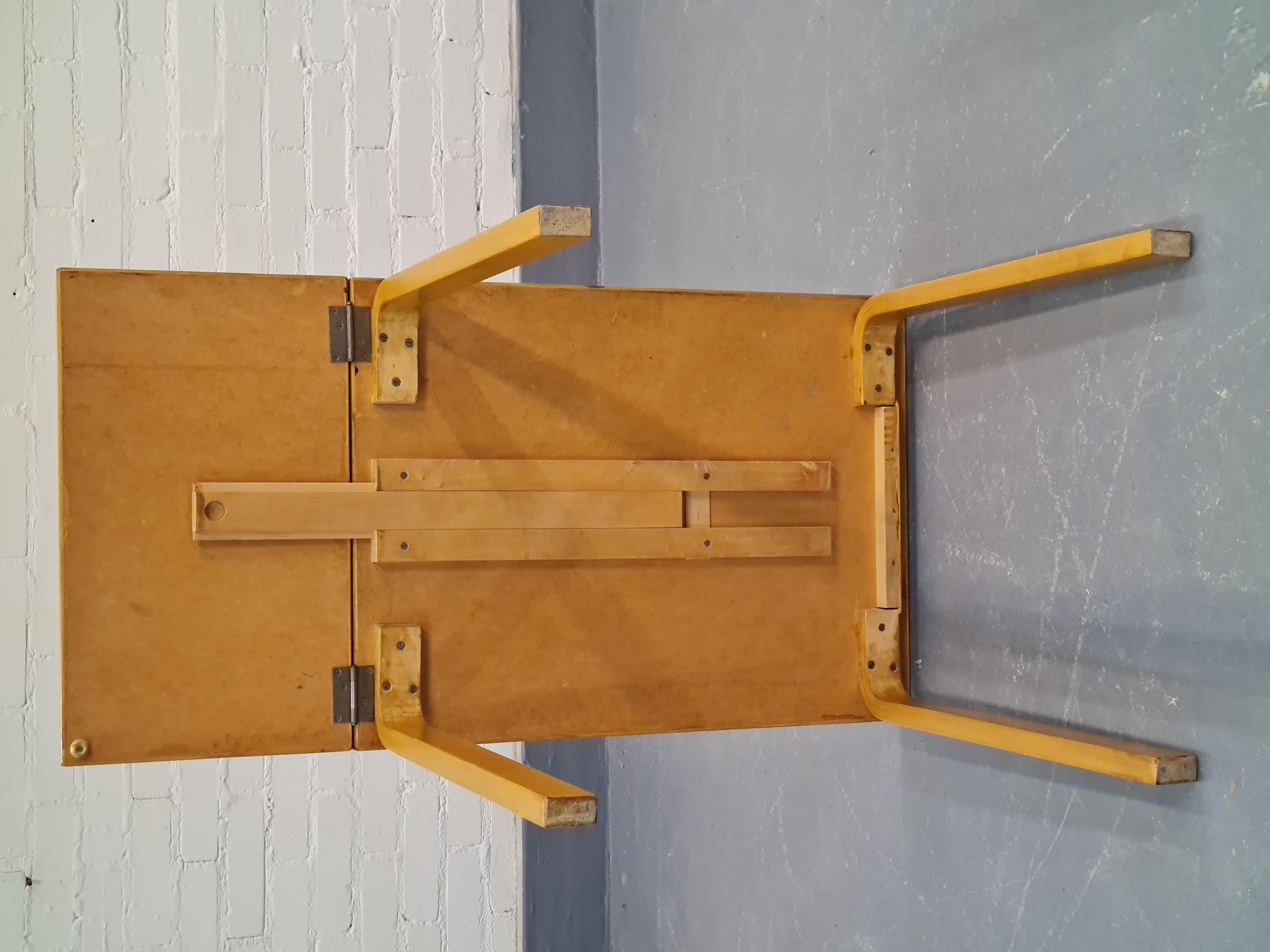 Finnish Alvar Aalto Foldable Table and 6 Stools, Artek