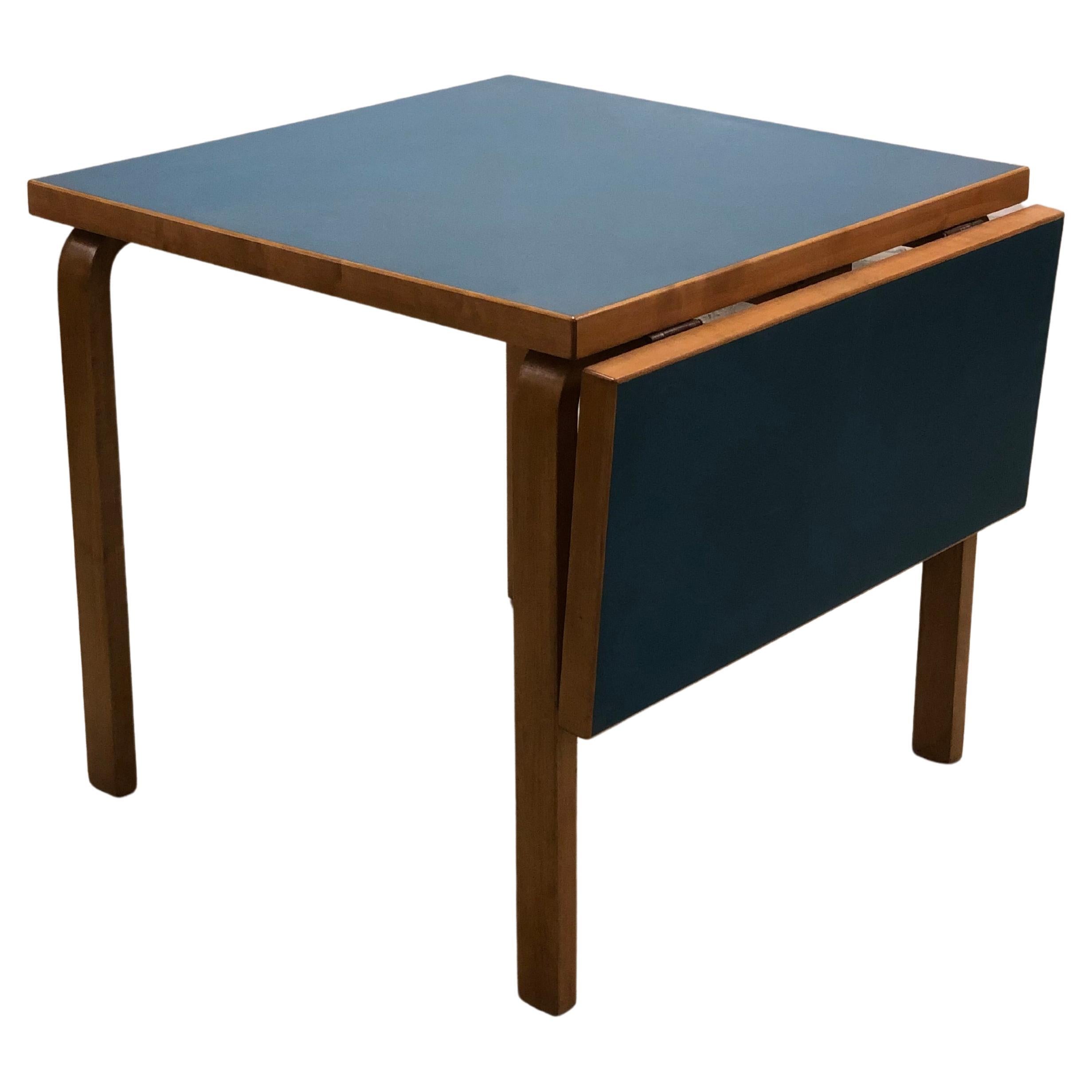 Alvar Aalto foldable table In Blue Linoleum, Artek 1950s