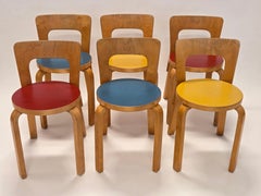 Table pliante DL82 et 65 chaises d'Alvar Aalto+Aalto par Artek 1960s