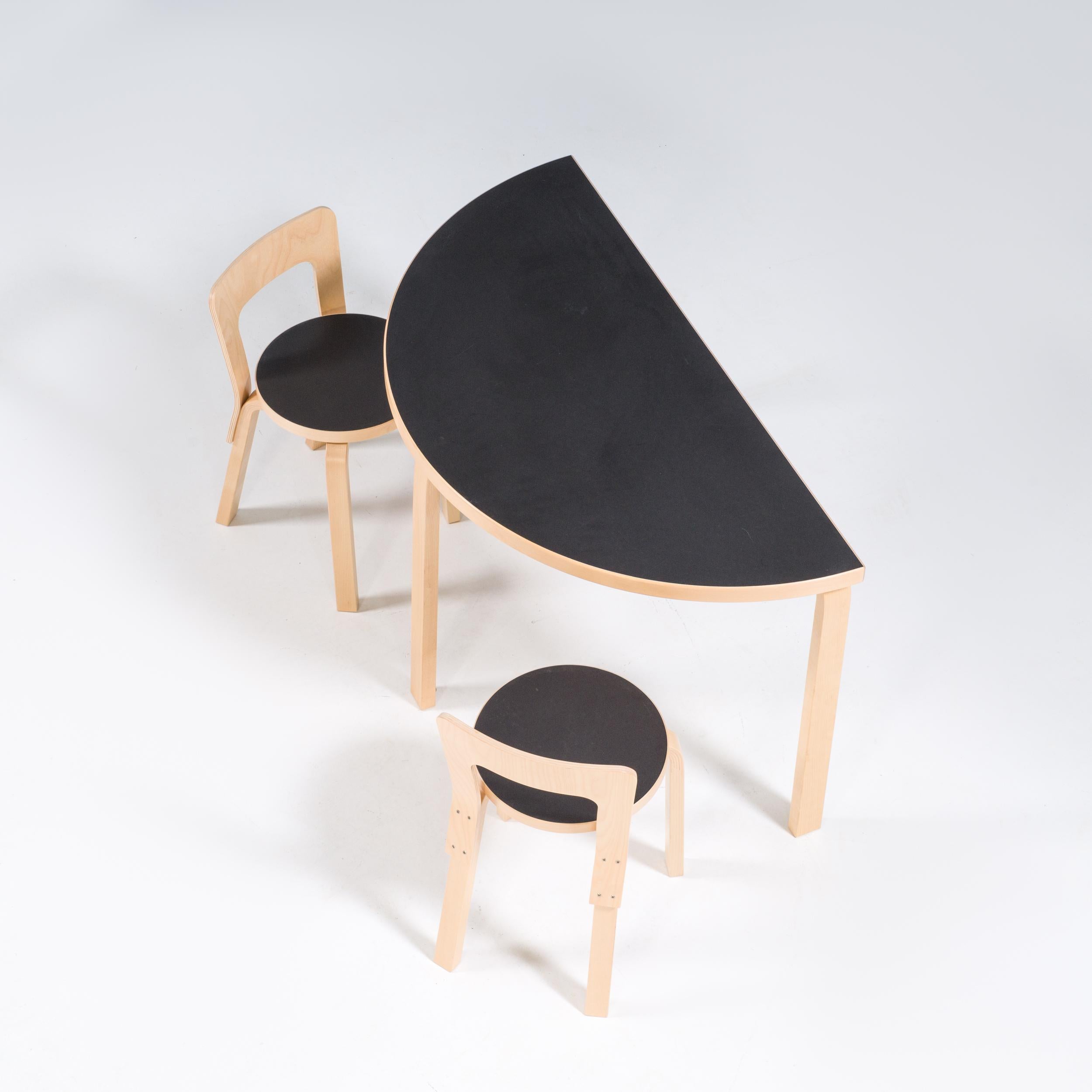 Alvar Aalto for Artek Birch & Black Linoleum 65 Dining Chairs, Set of 2 1