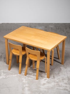 Alvar Aalto for Artek Dining Room Set Model 81B Table & Set of 4 Model 65 Chairs