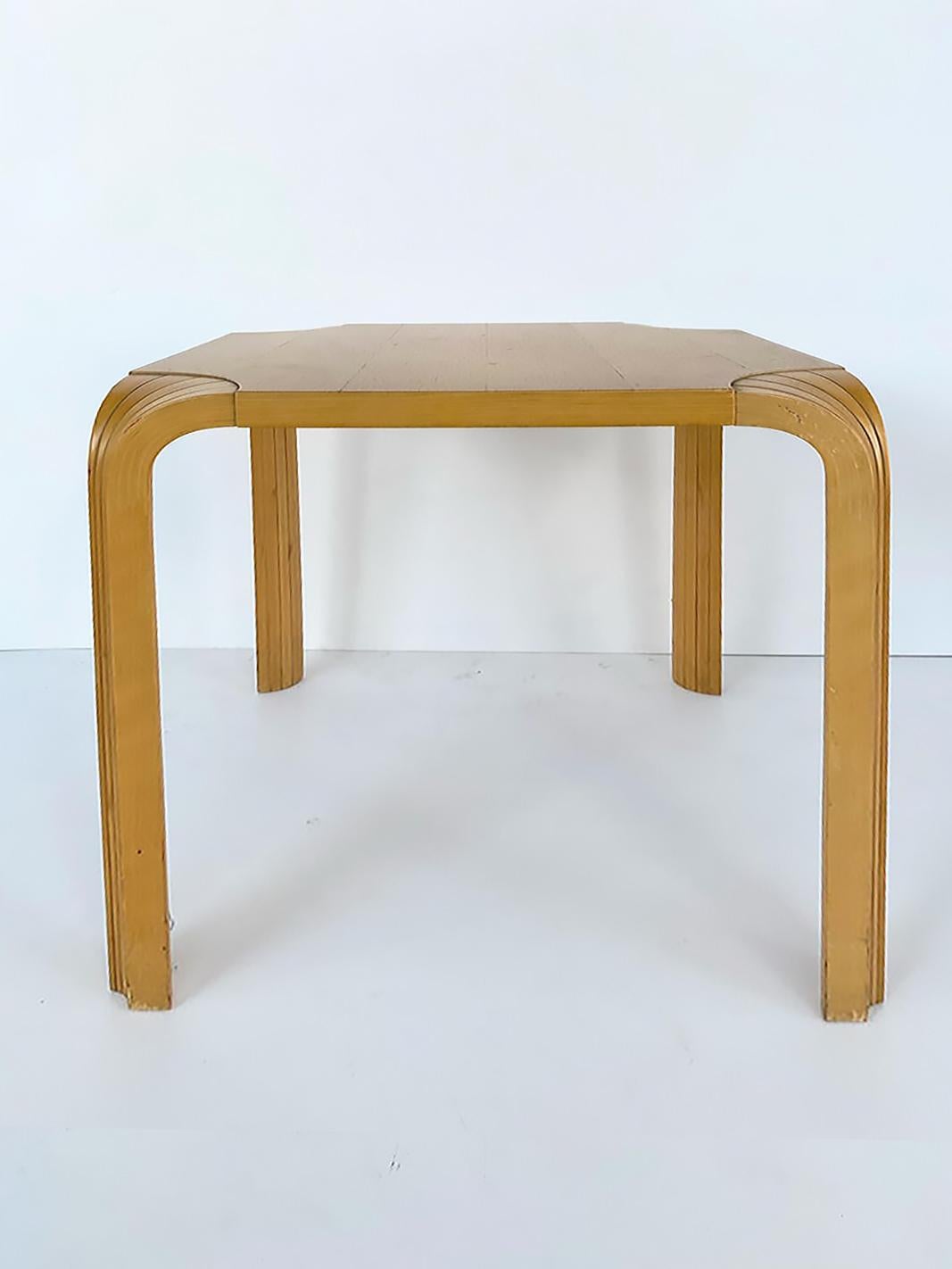 20th Century Alvar Aalto For Artek Finland Fan Leg End Side Tables, Pair
