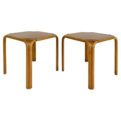 Alvar Aalto For Artek Finland Fan Leg End Side Tables, Pair