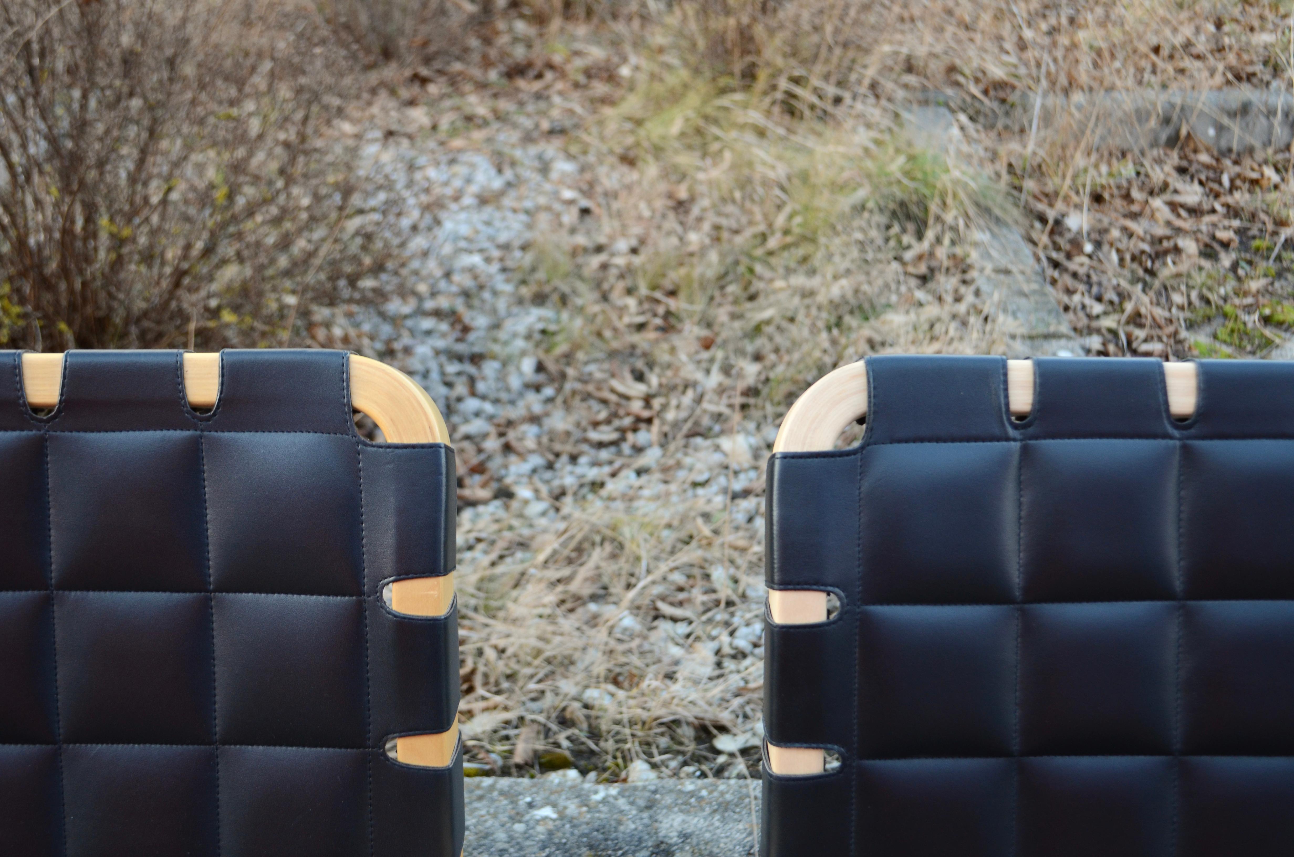 Alvar Aalto für Artek Modell 45 Sesselstuhl aus schwarzem Leder 1 von 4 im Angebot 9