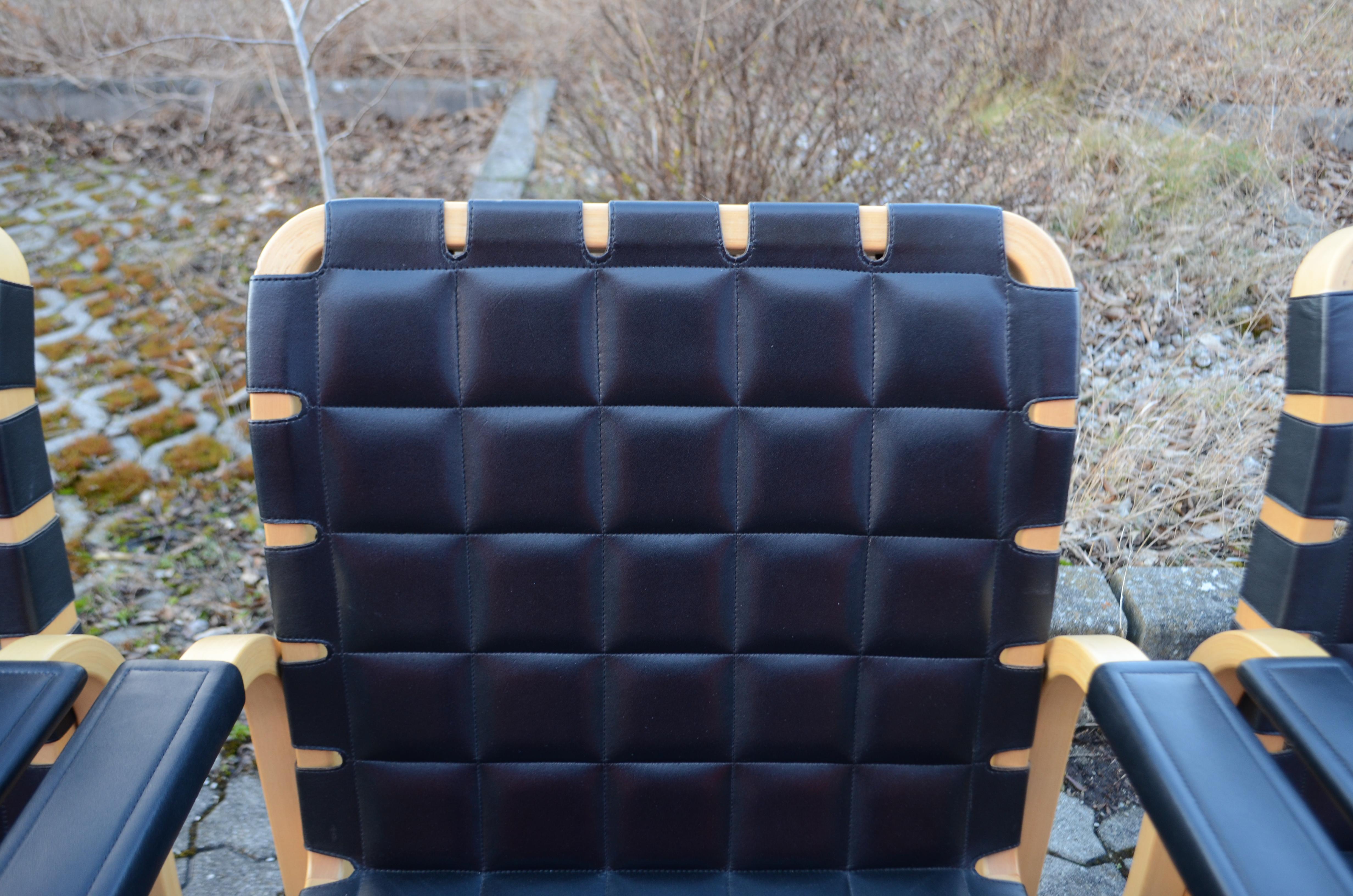 Alvar Aalto für Artek Modell 45 Sesselstuhl aus schwarzem Leder 1 von 4 im Angebot 2