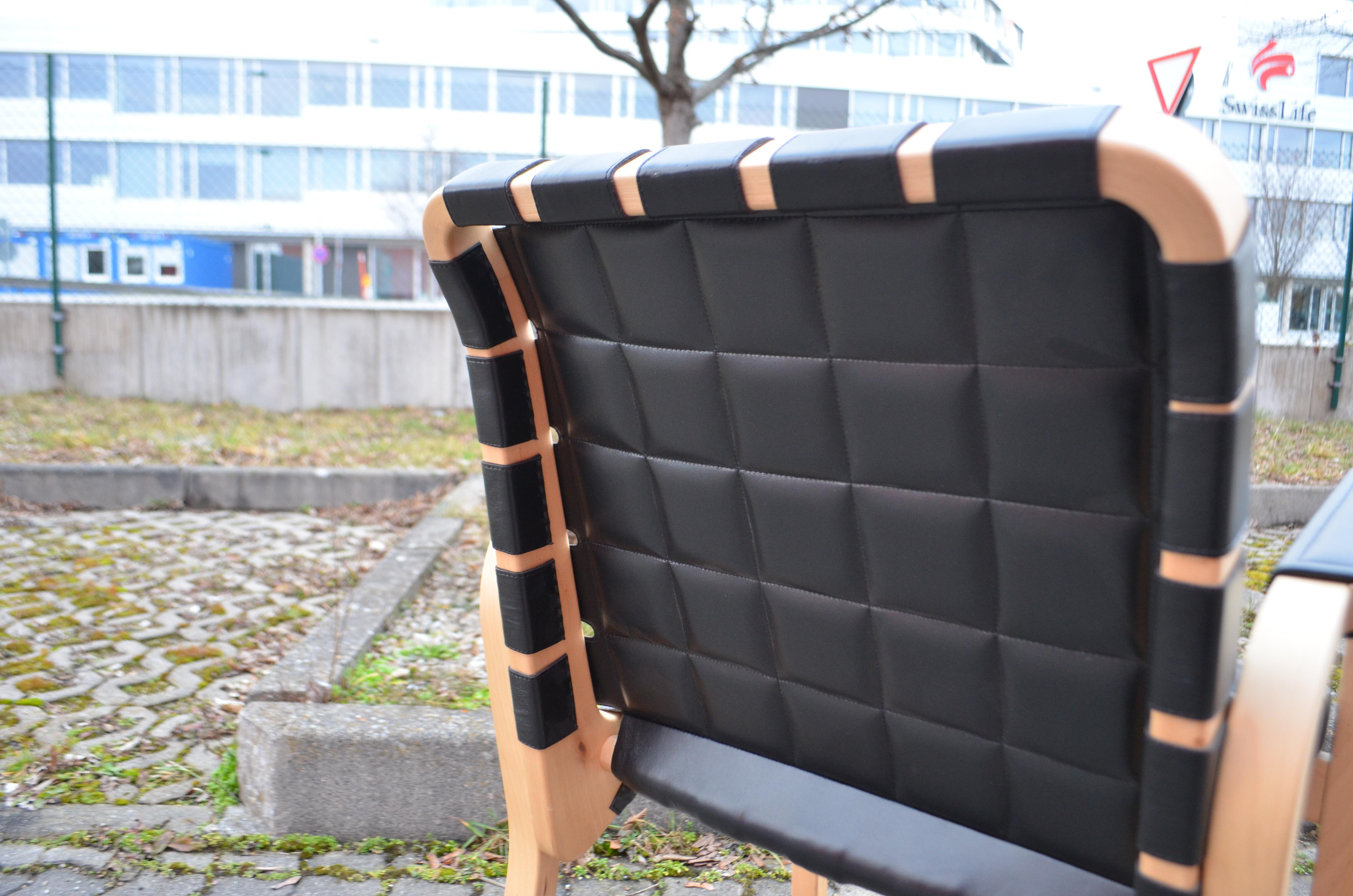 Alvar Aalto for Artek Model 45 Armchair Chair Black Leather 1 of 6 For Sale 8