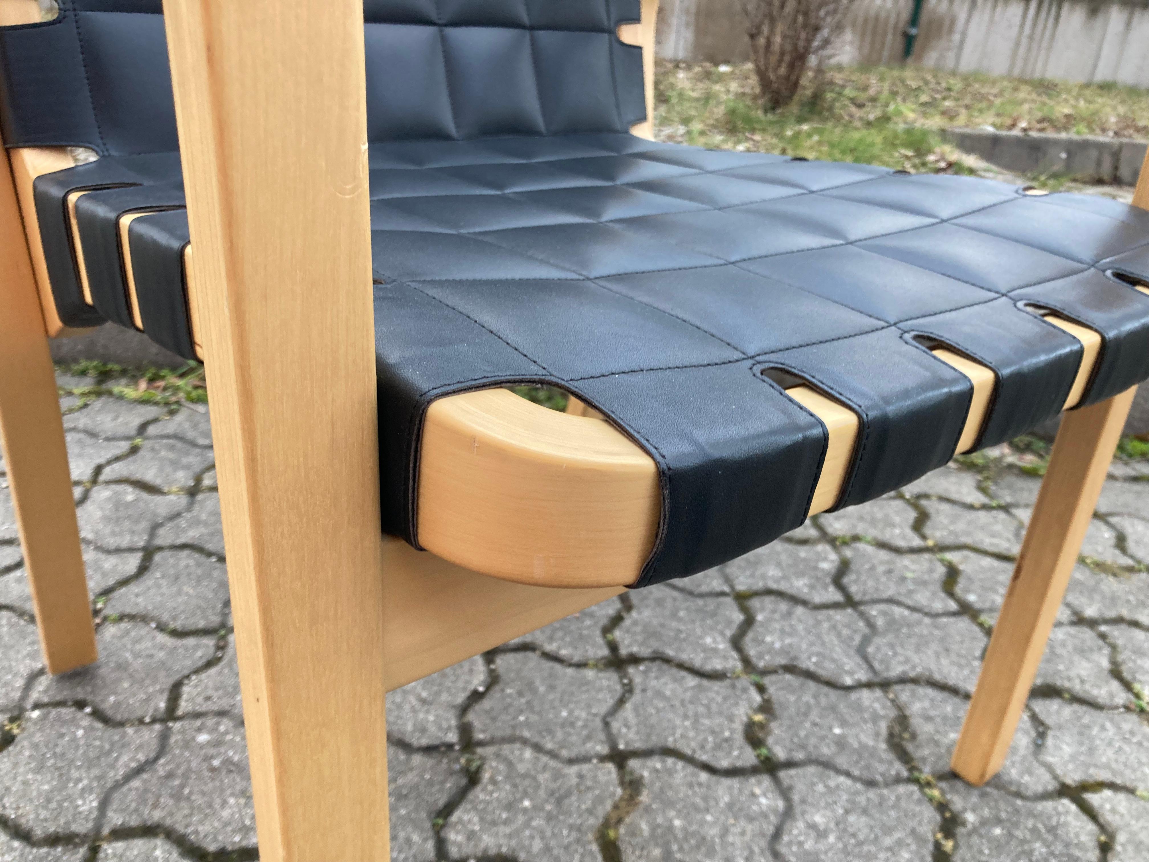 Alvar Aalto für Artek Modell 45 Sessel Stuhl Schwarz Leder 1 von 6 im Angebot 9