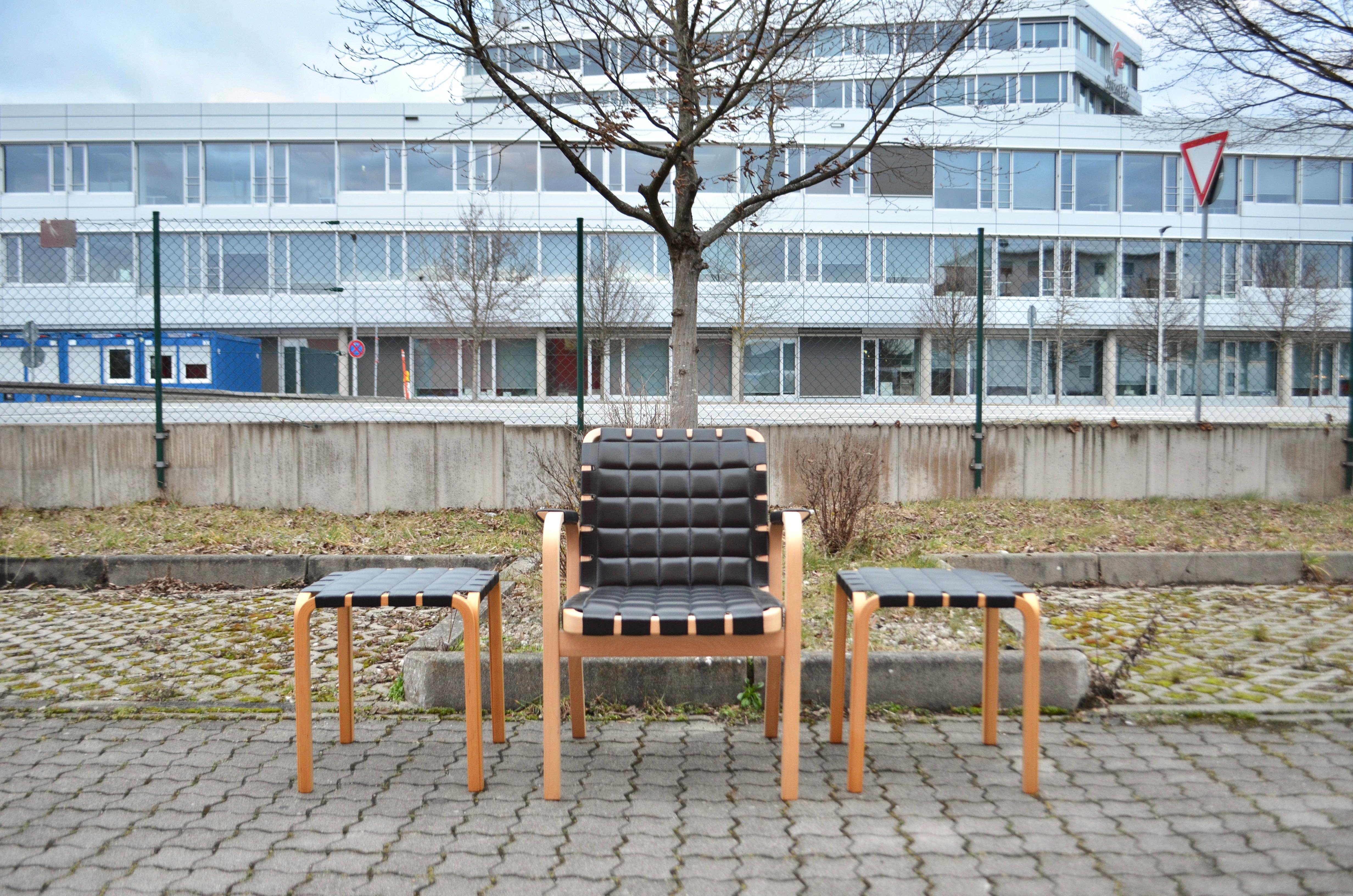Alvar Aalto für Artek Modell 45 Sessel Stuhl Schwarz Leder 1 von 6 im Angebot 14