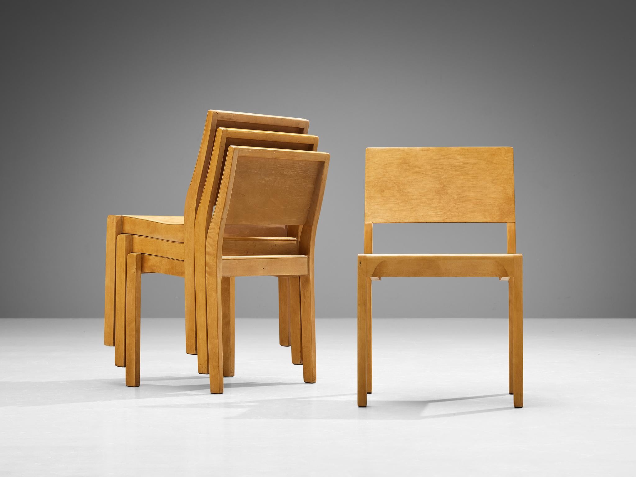 Alvar Aalto for Artek Stackable '11' Chairs in Birch Plywood For Sale 4