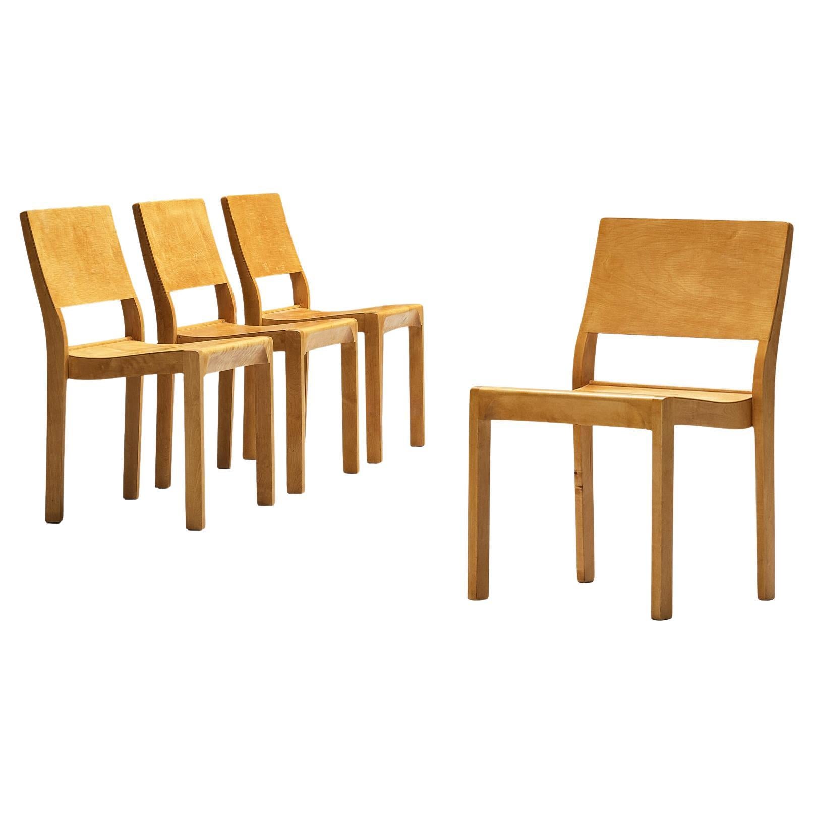 Alvar Aalto for Artek Stackable '11' Chairs in Birch Plywood  For Sale