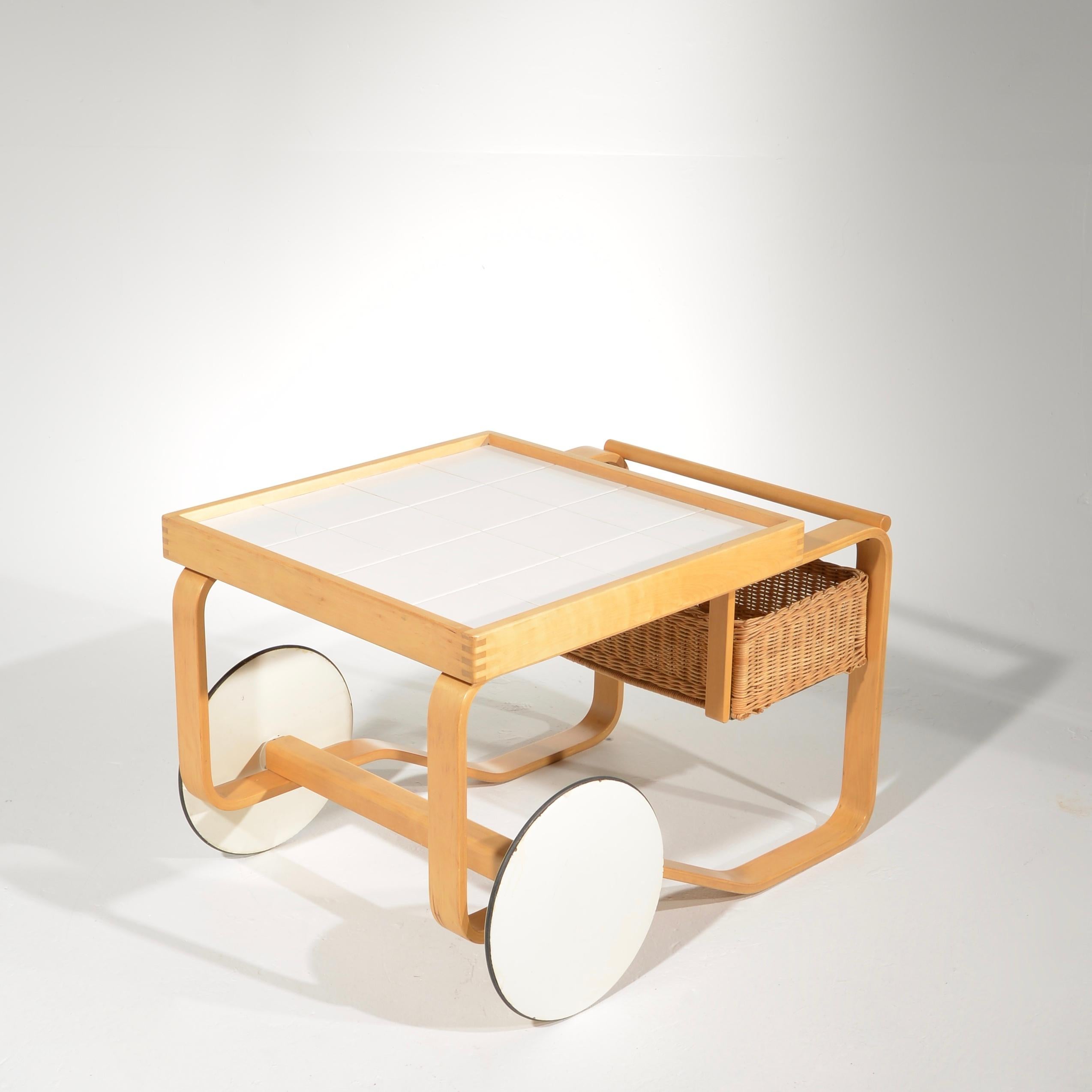 This is a rare tea trolley model 900 designed by Alvar Aalto for Artek, Finland, 1940s. From the estate of the great composer Gary Geld and in good condition.