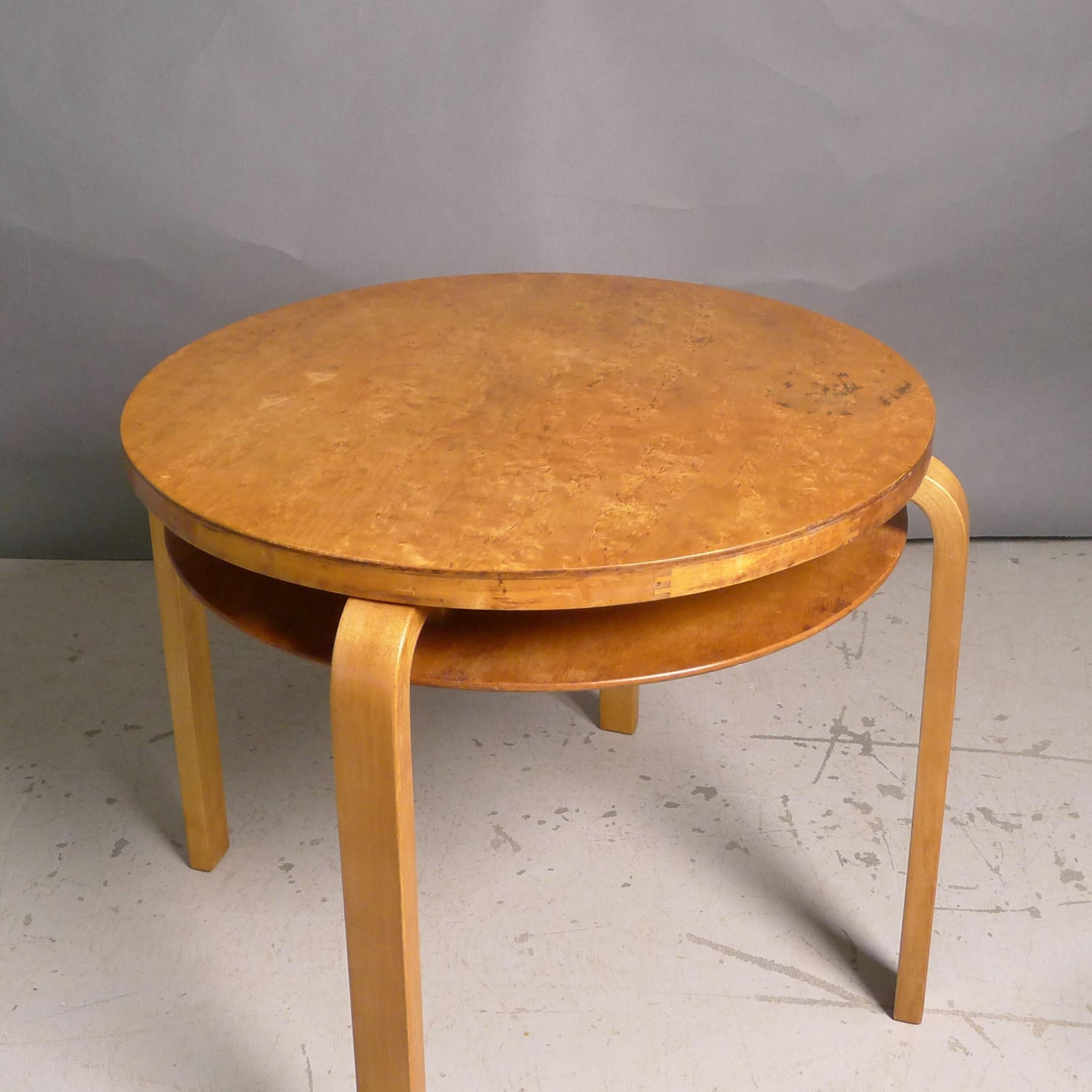 Scandinavian Modern Alvar Aalto for Finmar, Model A71 Side Table, 1930s, Karelian birch, Finmar