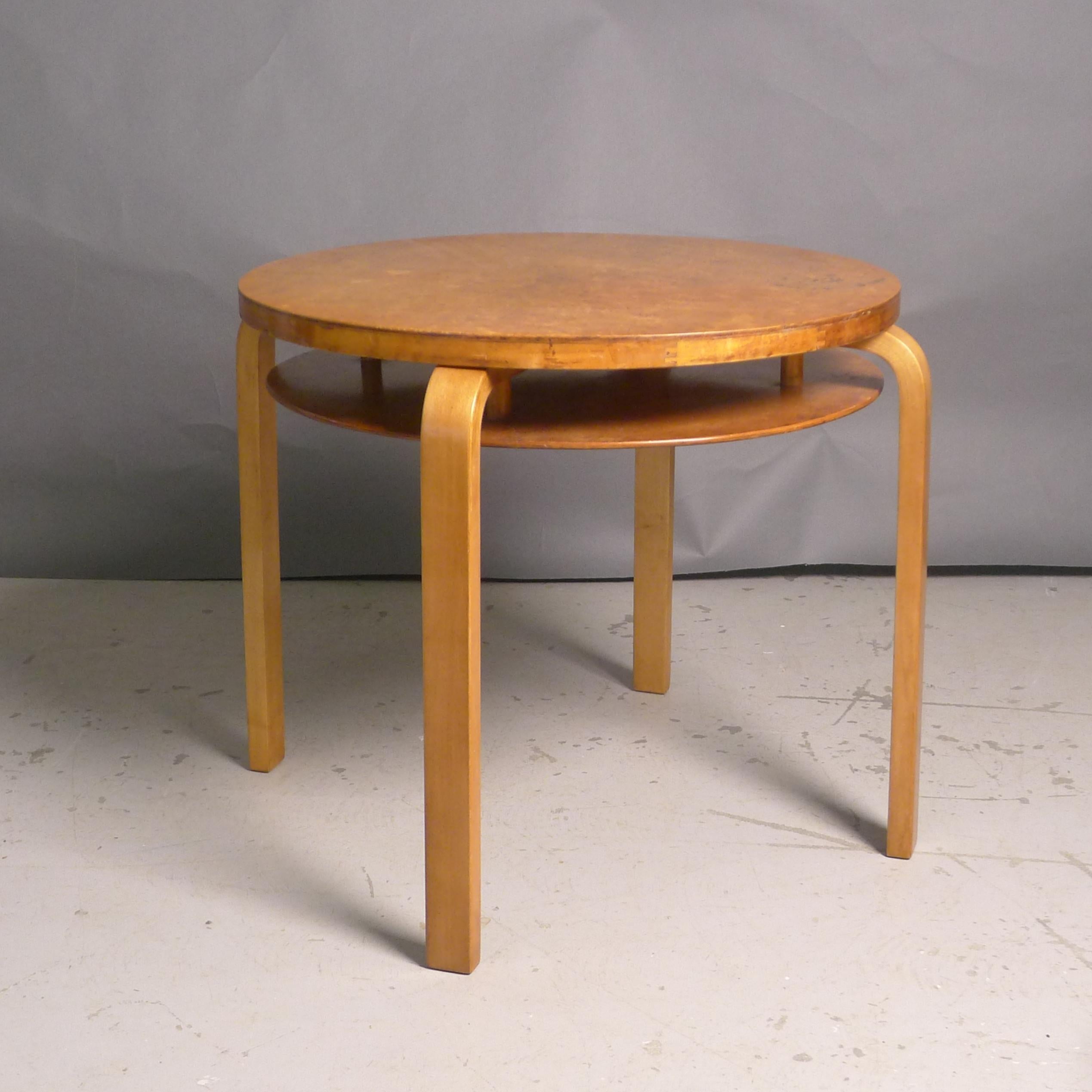 Finnish Alvar Aalto for Finmar, Model A71 Side Table, 1930s, Karelian birch, Finmar