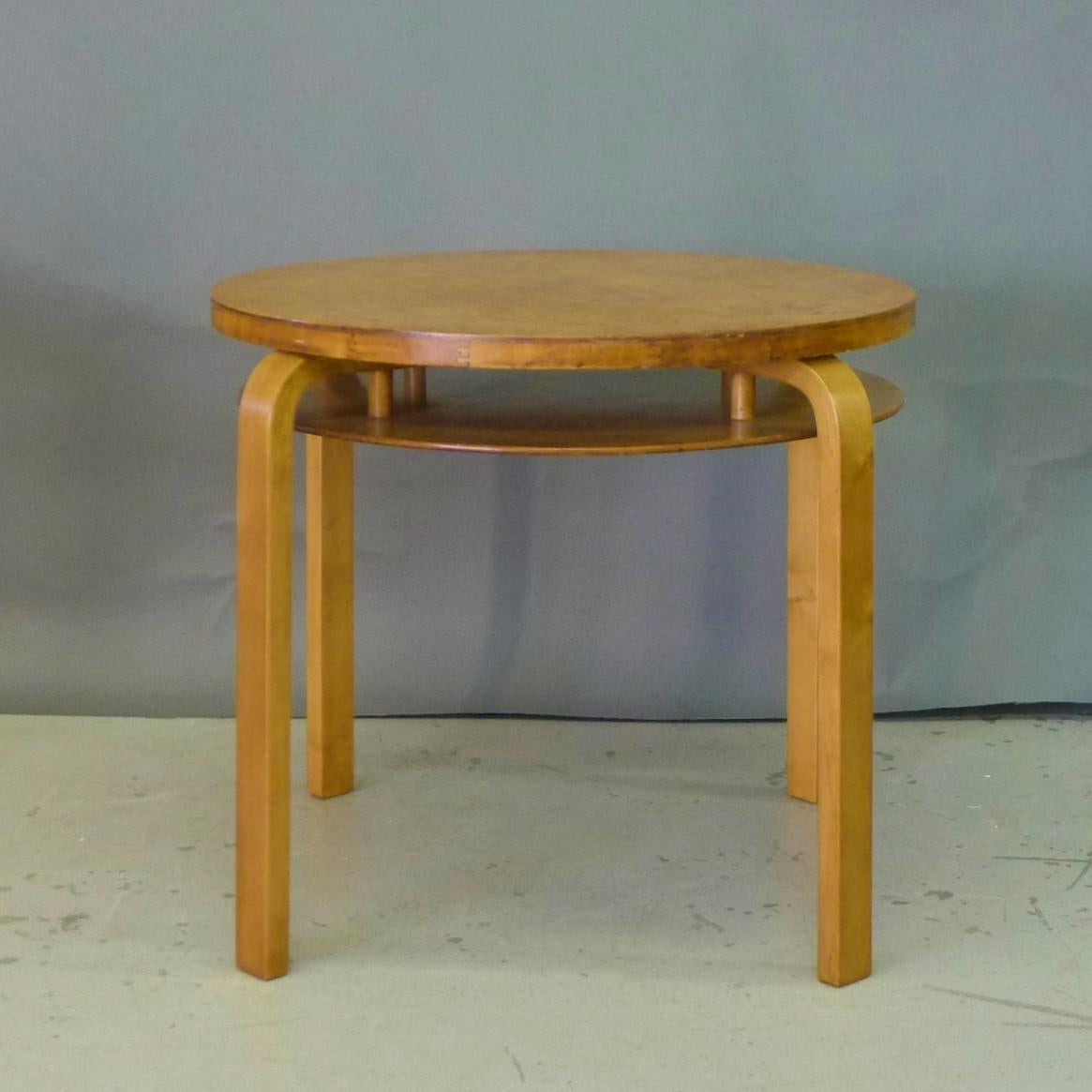 Alvar Aalto for Finmar, Model A71 Side Table, 1930s, Karelian birch, Finmar 1