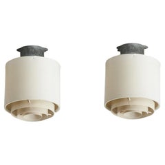 Vintage Alvar Aalto for Idman Pair Of Metal Ceiling Lamps, 1950s