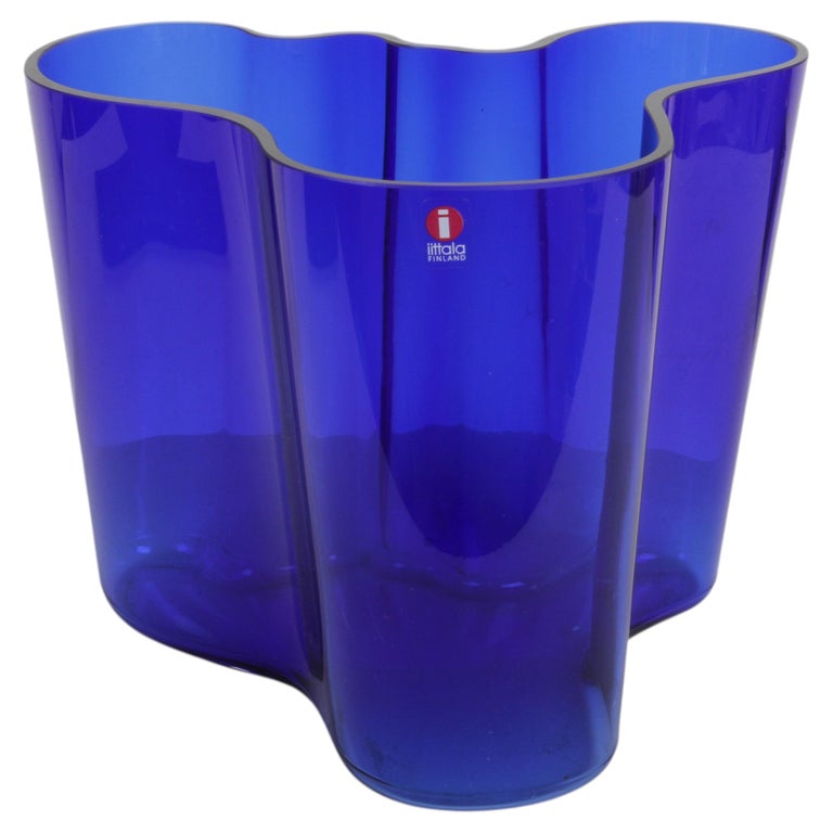 Alvar Aalto for Iittala Finland Cobalt Blue Glass