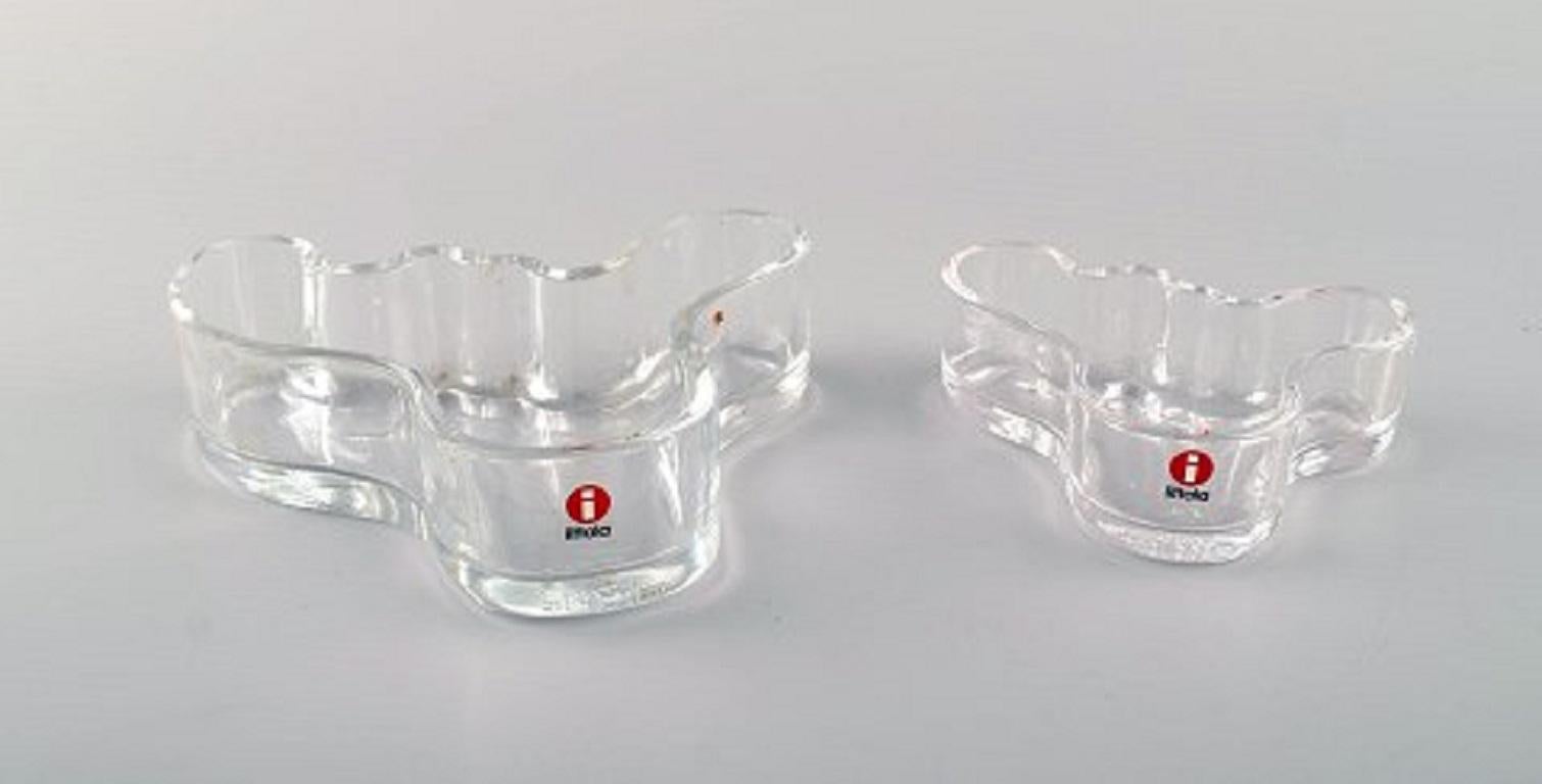 Alvar Aalto for Iittala, Four Bowls in Clear Art Glass, Late 20th Century In Good Condition In Copenhagen, DK