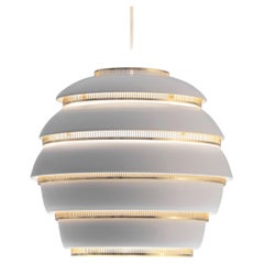 Alvar Aalto for Valaisinpaja Oy 'Beehive' Pendant Lamp in White Metal
