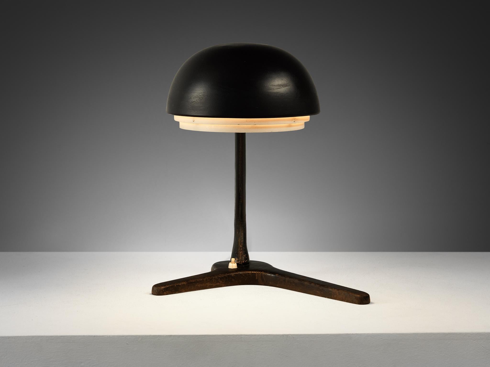 Finnish Alvar Aalto for Valaistustyö Ky ‘A704’ Table Lamp in Leather  For Sale