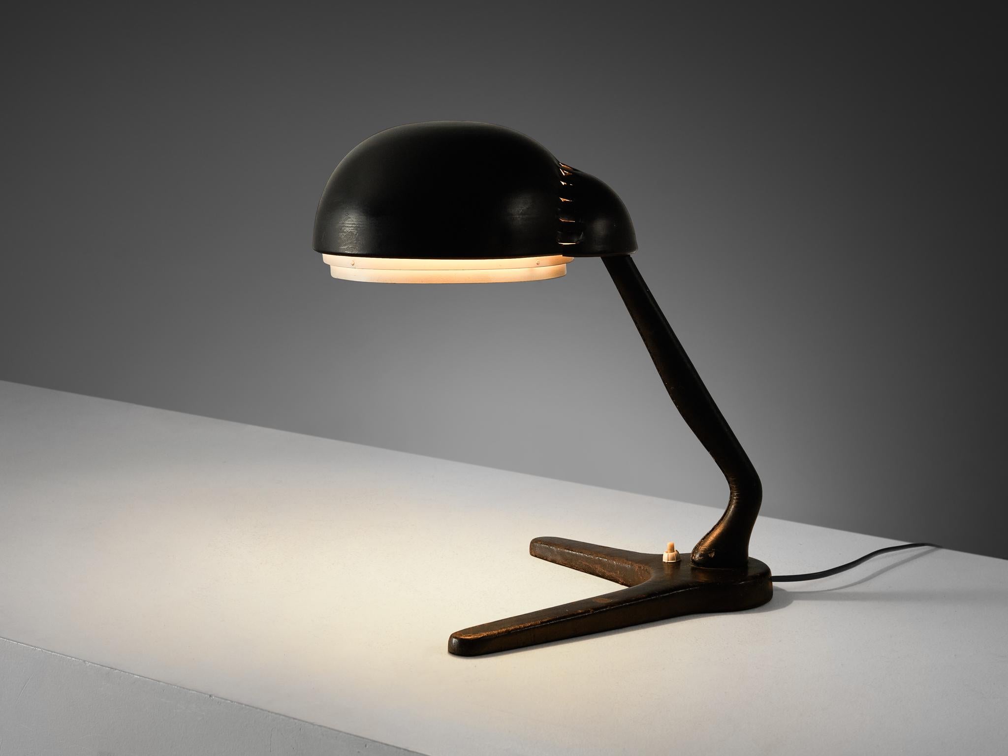 Mid-20th Century Alvar Aalto for Valaistustyö Ky ‘A704’ Table Lamp in Leather  For Sale