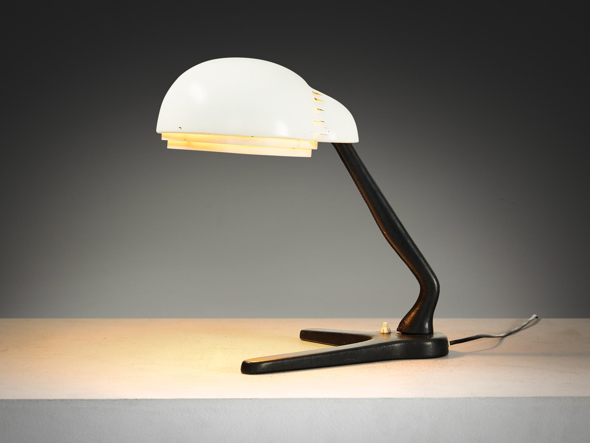 Aluminum Alvar Aalto for Valaistustyö Ky ‘A704’ Table Lamp with White Shade For Sale