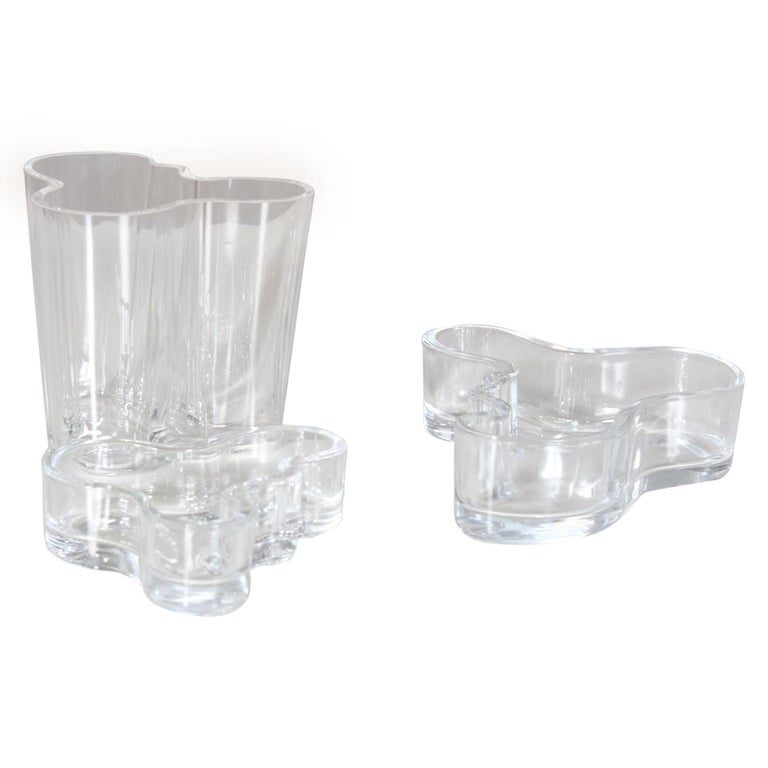 Alvar Aalto Glass Savoy Vase and Bowls For Sale