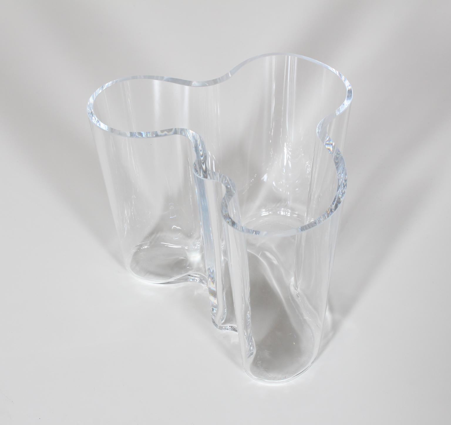 1950s, Mid-Century Modern, blown glass 'Savoy' vase designed by Alvar Aalto with acid etched mark on bottom.
  
