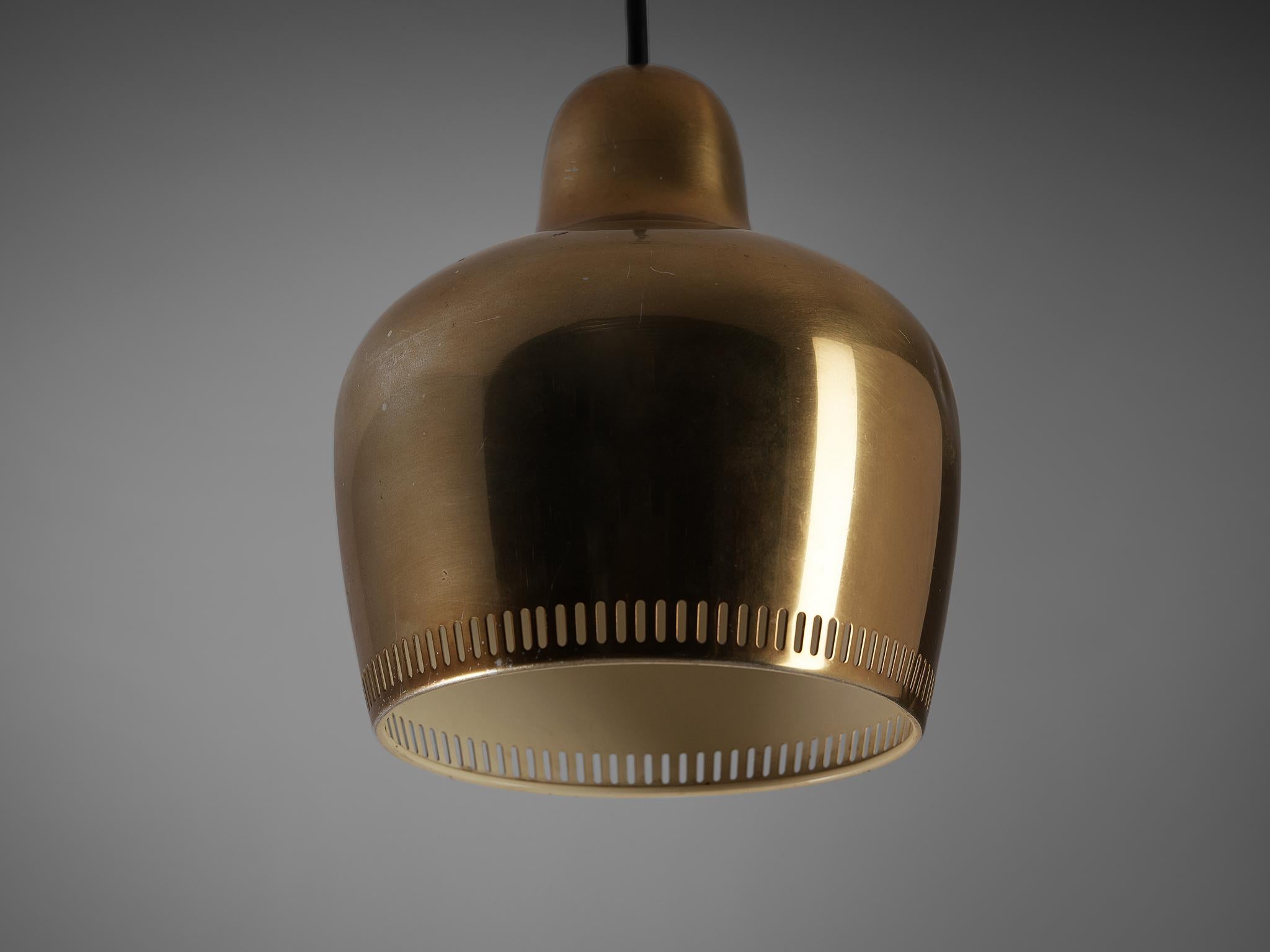 Mid-20th Century Alvar Aalto 'Golden Bell' Pendant in Brass