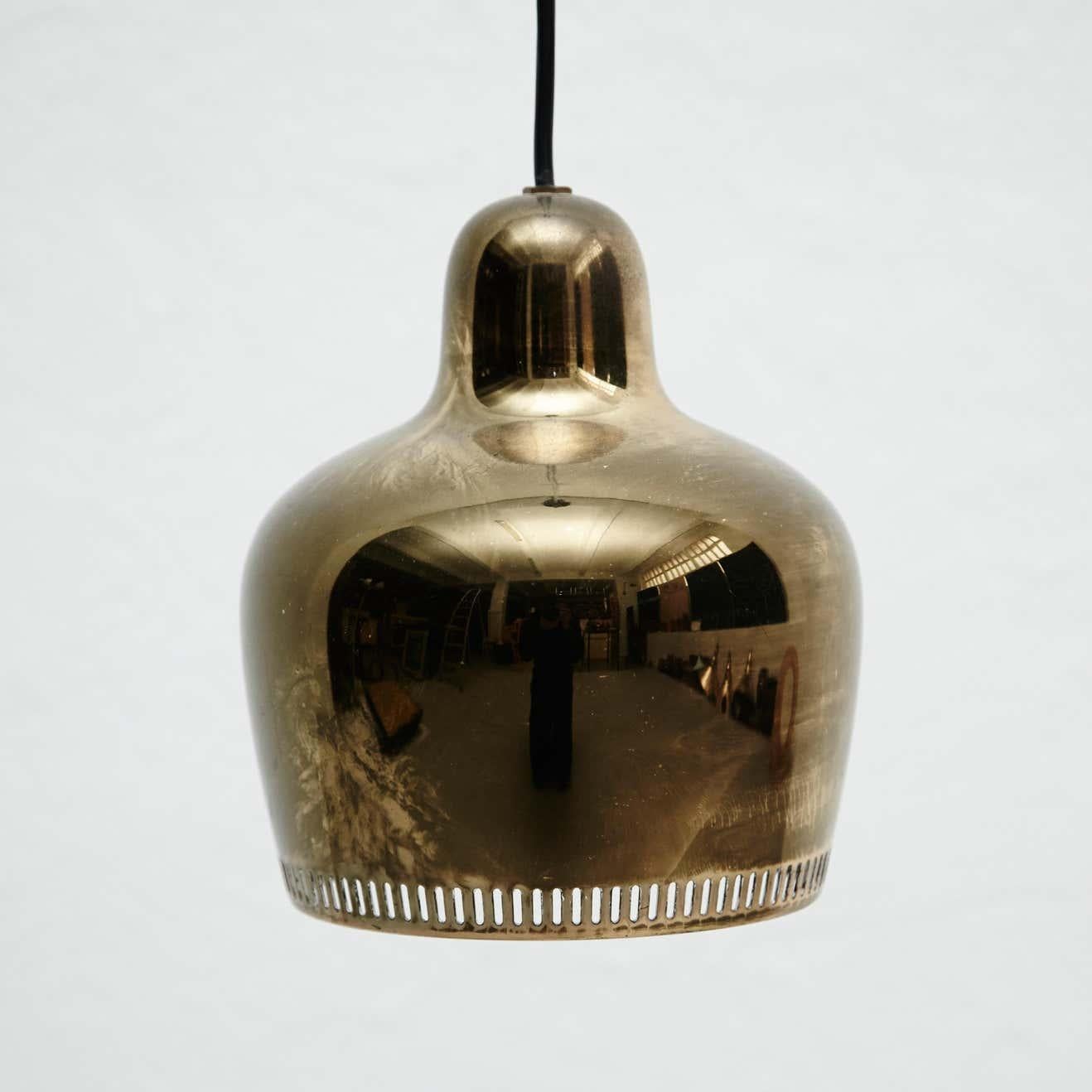 Mid-Century Modern Alvar Aalto Golden Bell Pendant Lamp, circa 1950