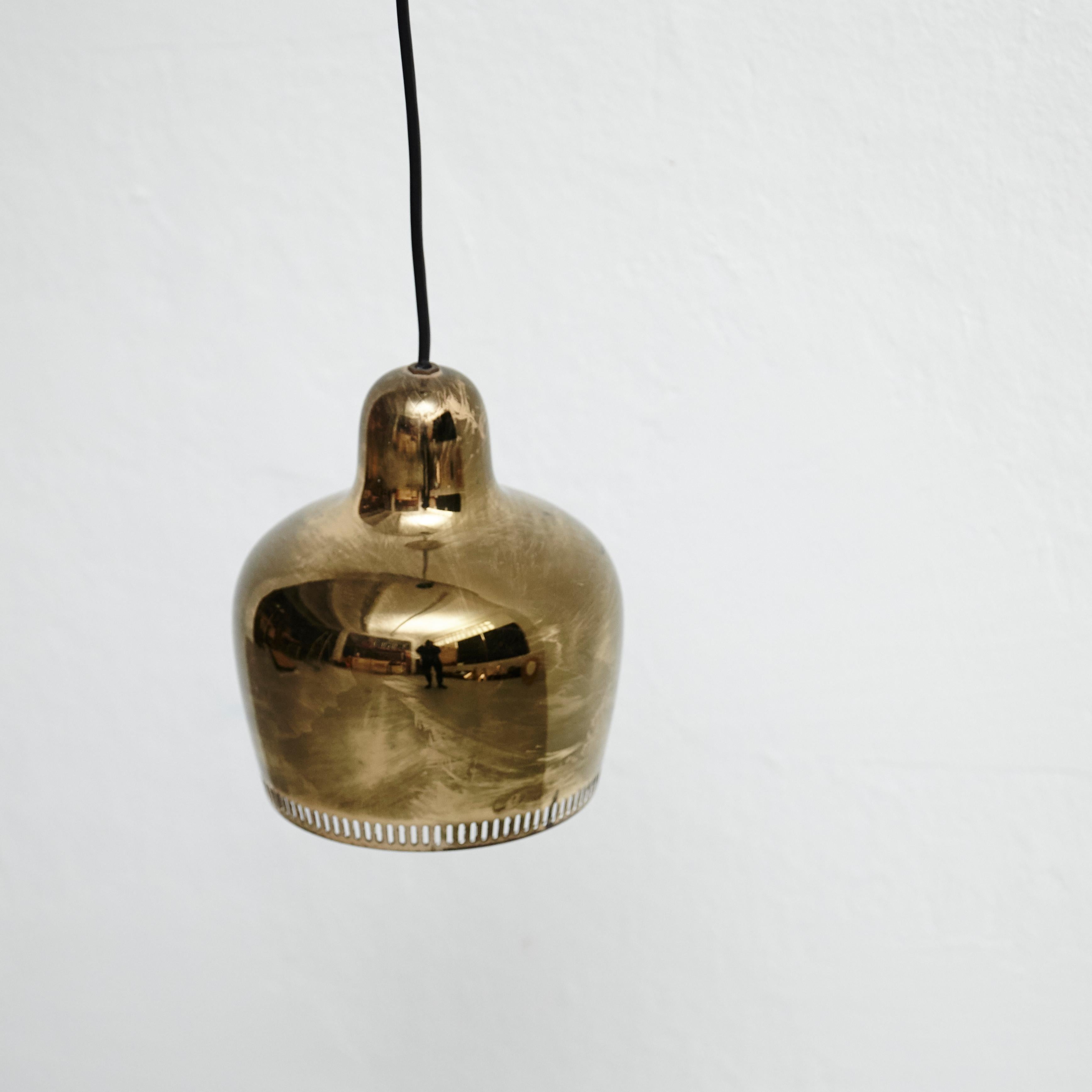 Finnish Alvar Aalto Golden Bell Pendant Lamp, circa 1950