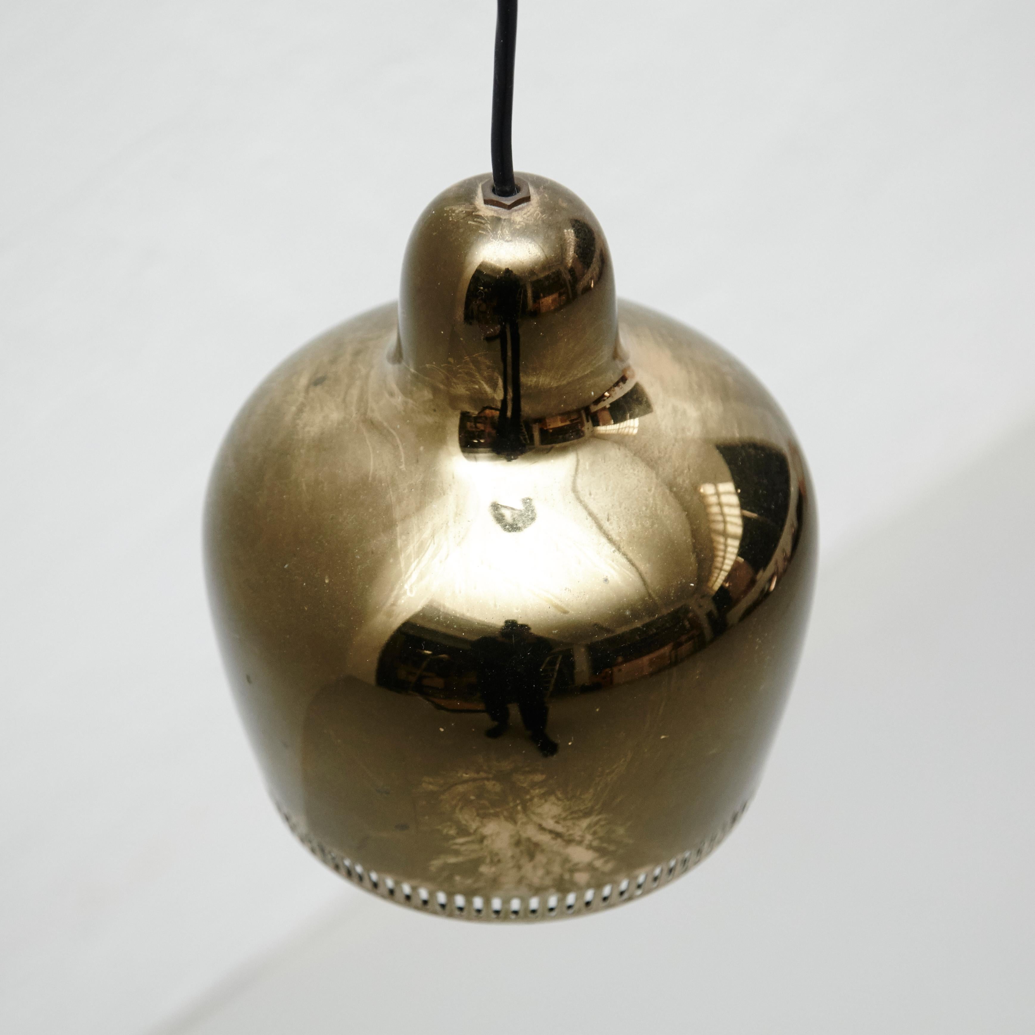 Mid-20th Century Alvar Aalto Golden Bell Pendant Lamp, circa 1950
