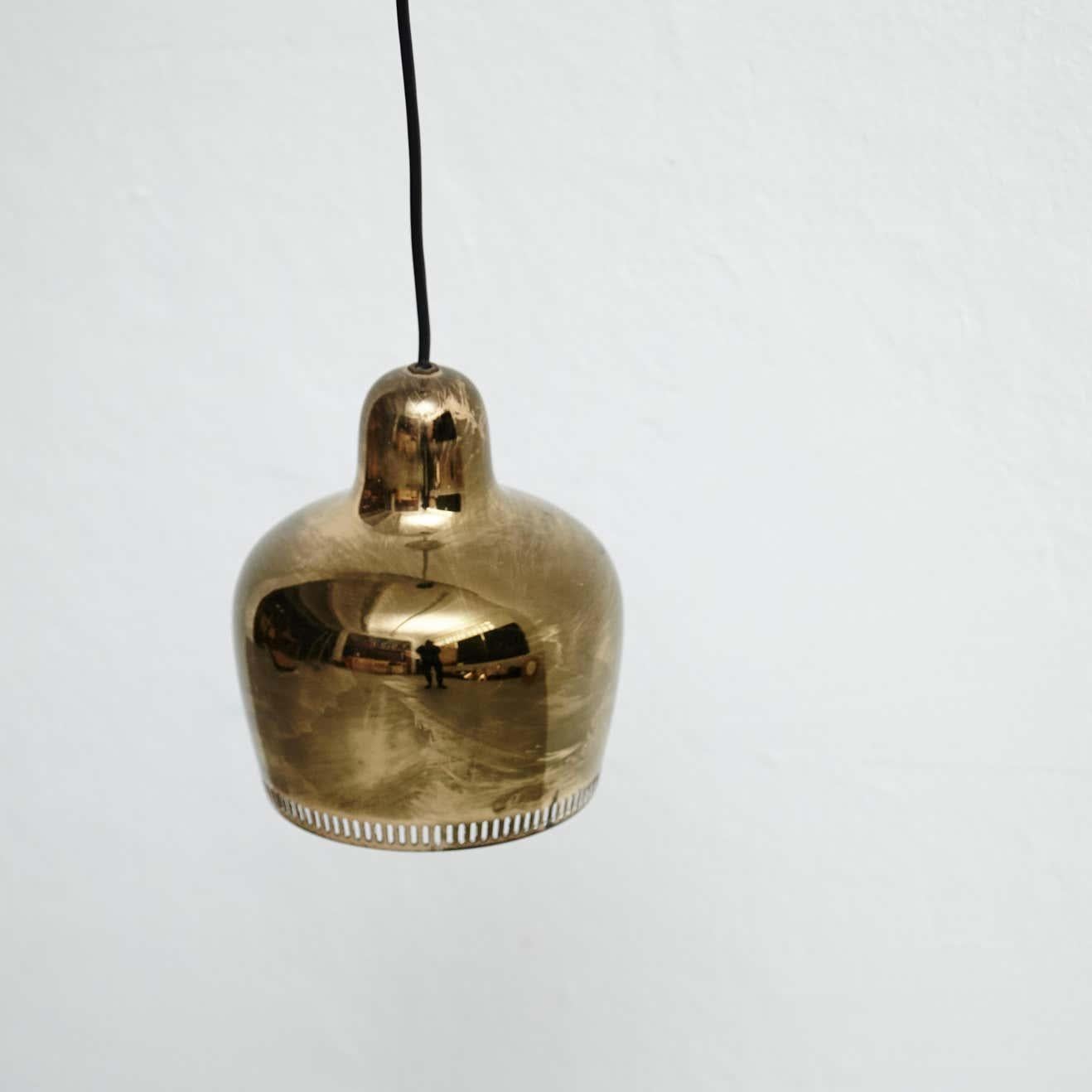 Mid-20th Century Alvar Aalto Golden Bell Pendant Lamp, circa 1950 For Sale