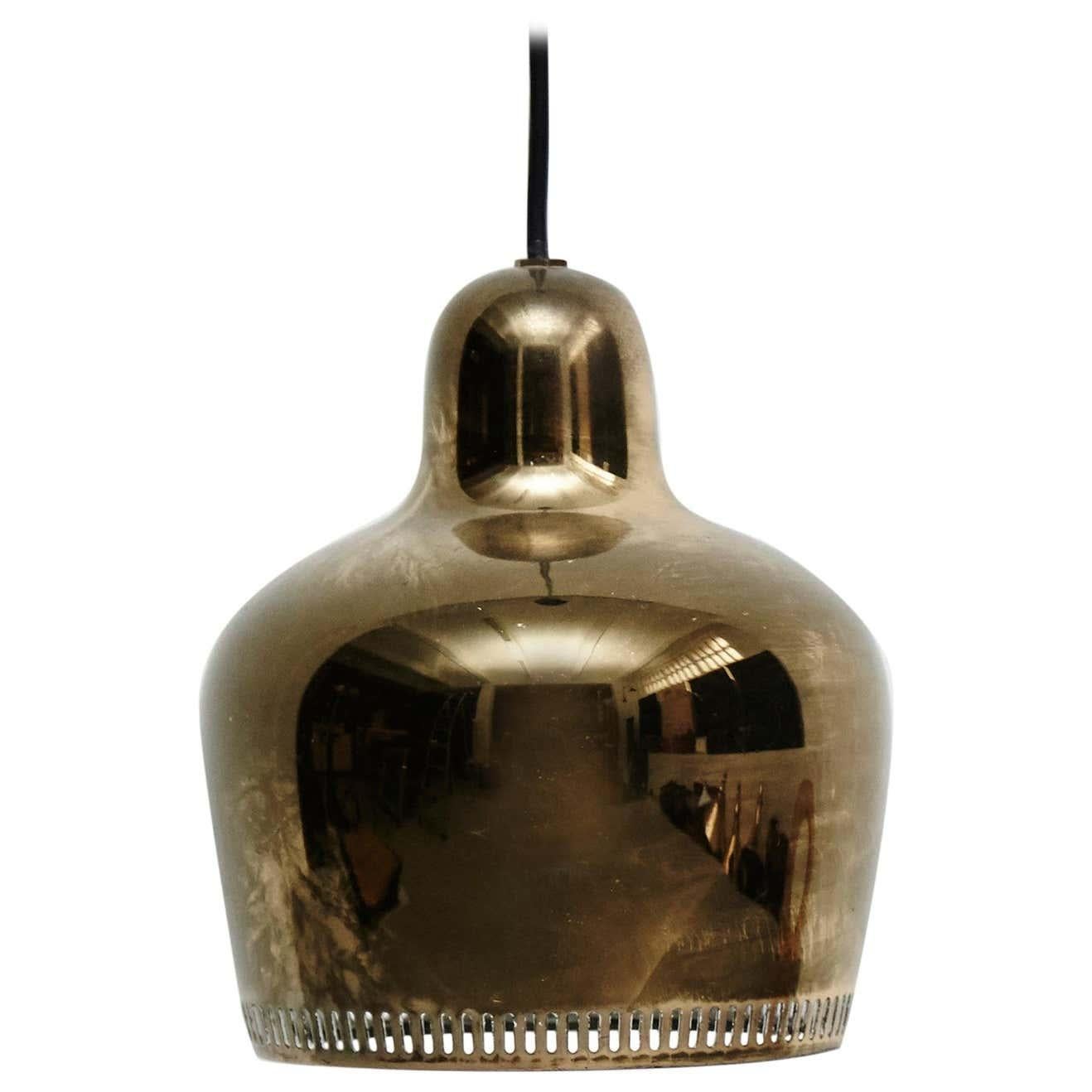 Alvar Aalto Golden Bell Pendant Lamp, circa 1950 For Sale 1
