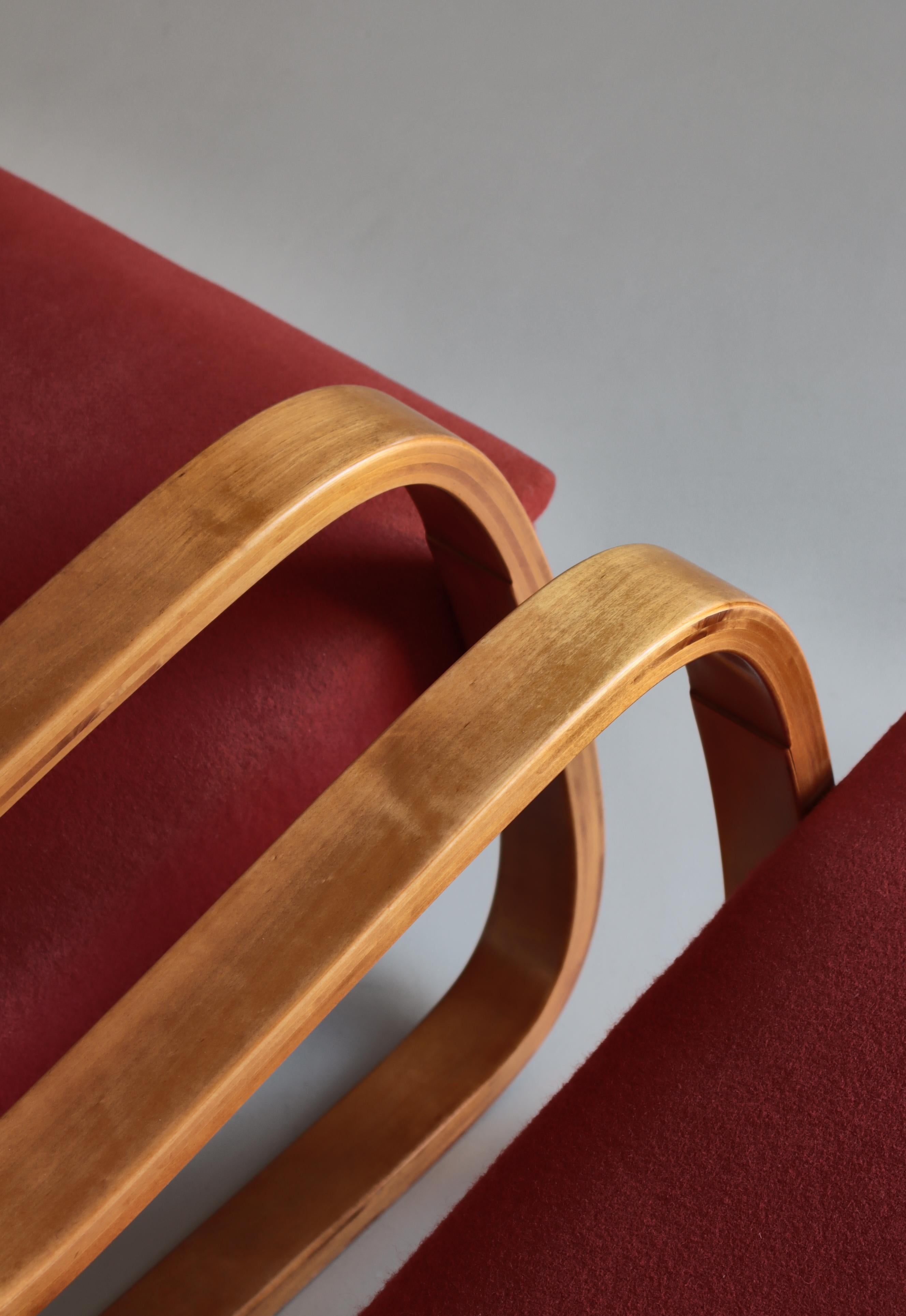 Freitragender Stuhl mit hoher Rückenlehne von Alvar Aalto, Modell 36/401, Birke und rostrote Wolle, 1930er Jahre im Angebot 11