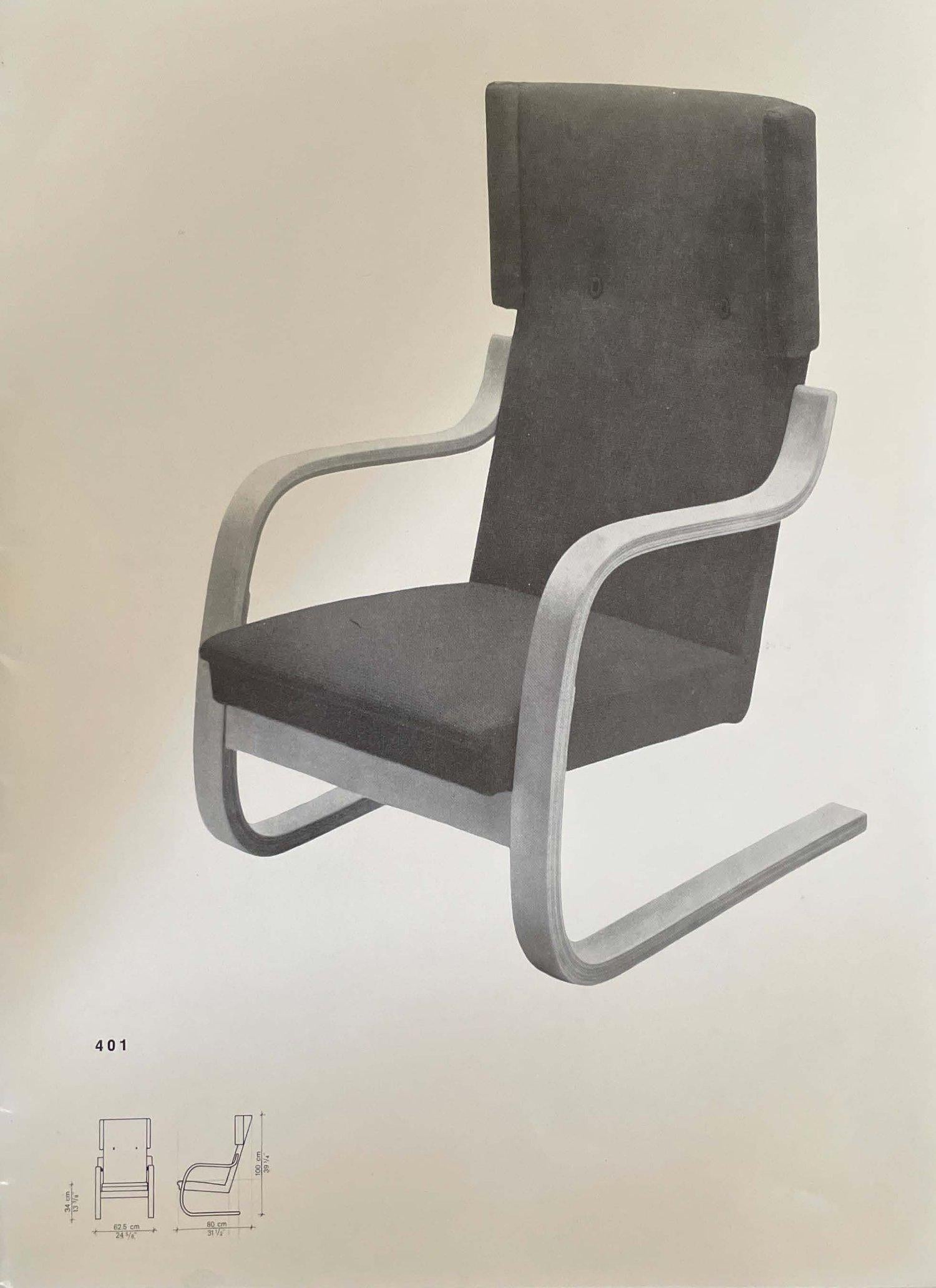 Freitragender Stuhl mit hoher Rückenlehne von Alvar Aalto, Modell 36/401, Birke und rostrote Wolle, 1930er Jahre im Angebot 14