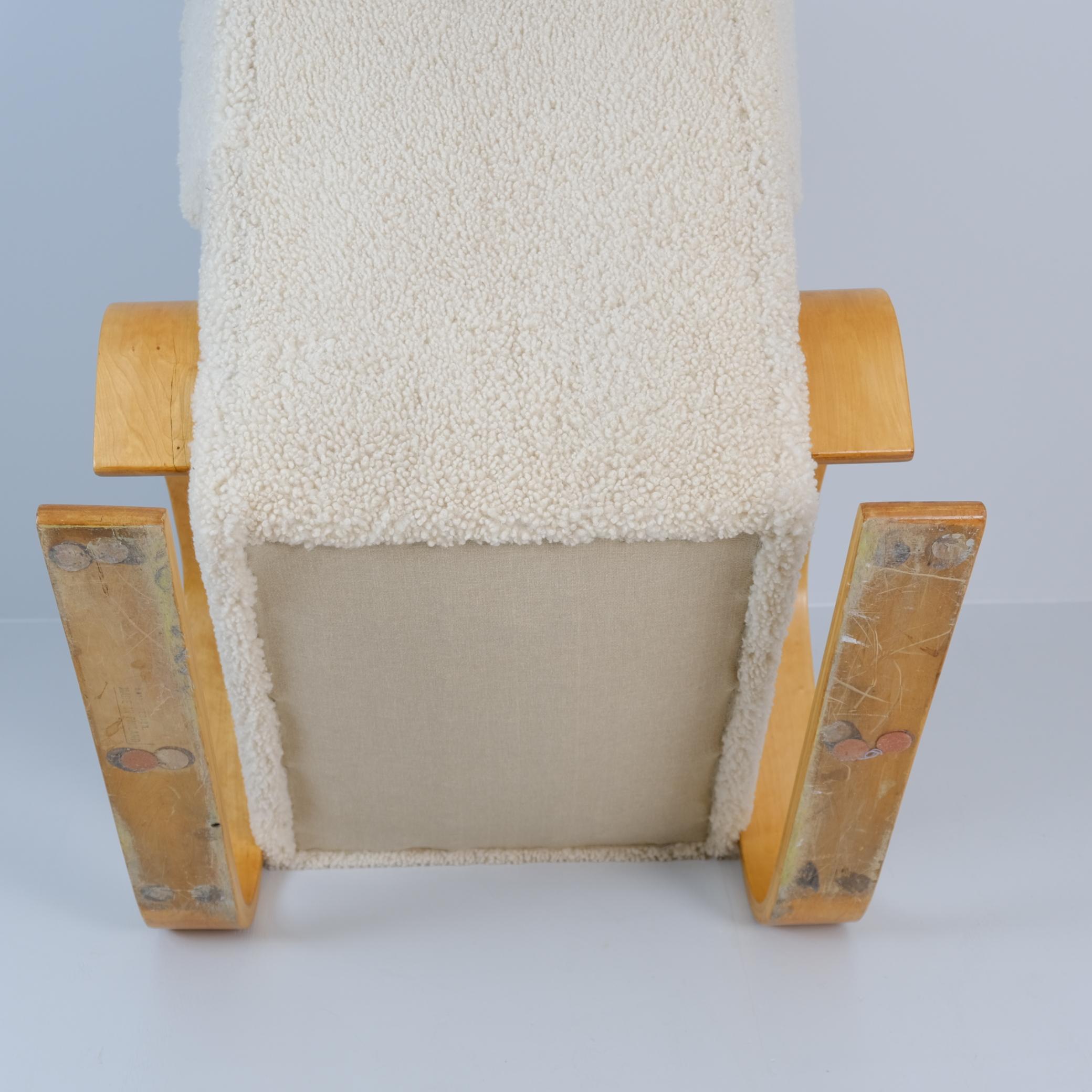 Alvar Aalto „Tank“ Sessel mit hoher Rückenlehne aus Schafsleder A 38, Artek 1940er Jahre im Angebot 3