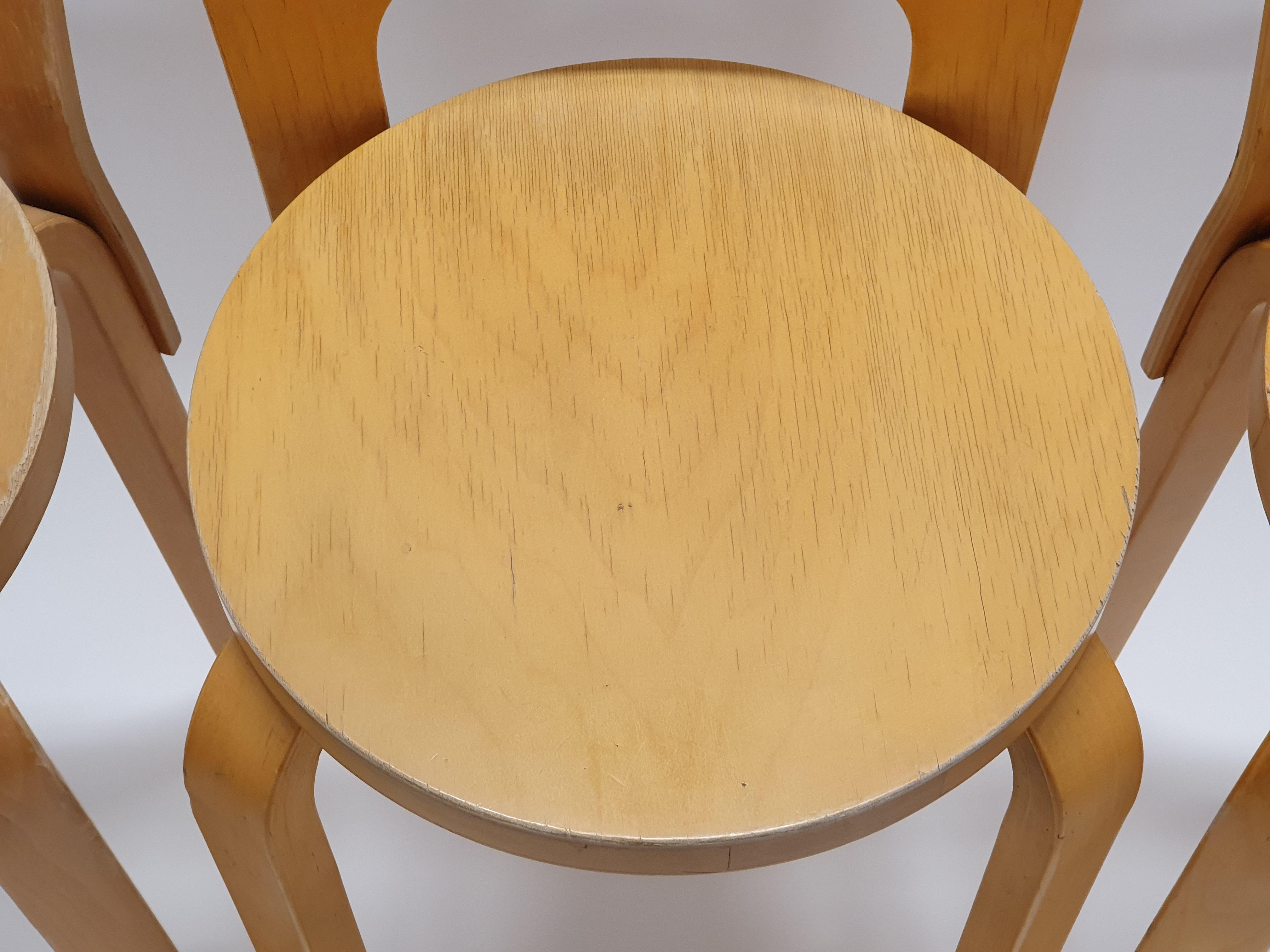 Alvar Aalto K65 Taburetes de Artek Años 60 Abedul en venta
