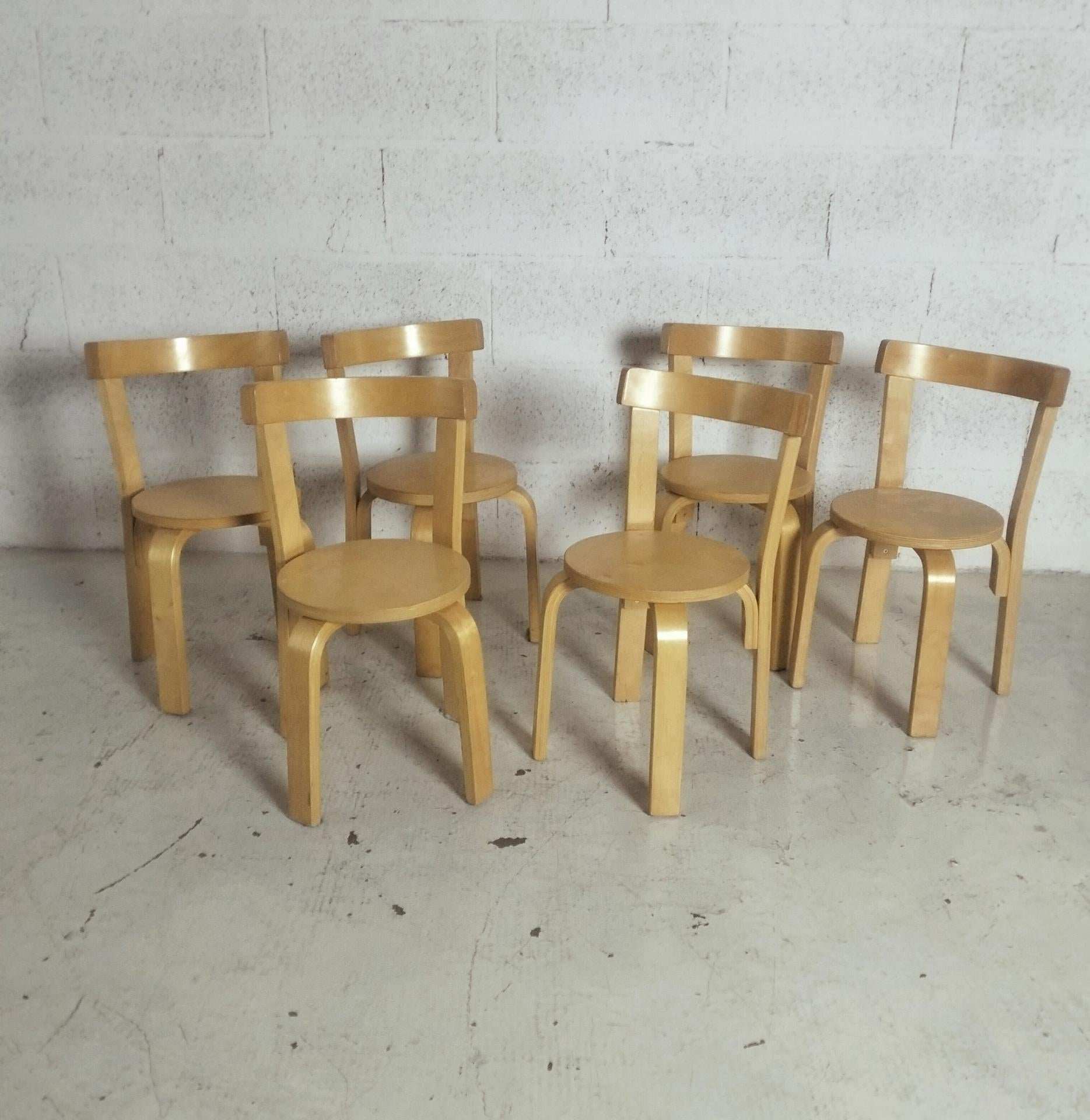 Bouleau Ensemble de 6 chaises et tables pour enfants Alvar Aalto, Artek 1970 en vente