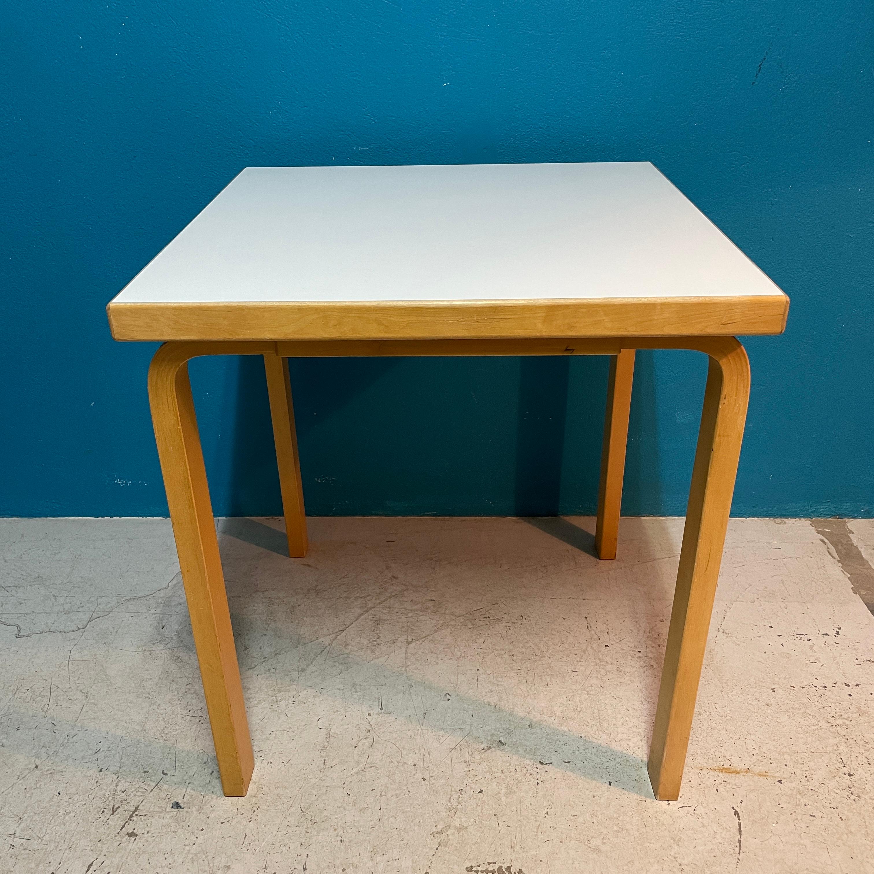 Finnish Alvar Aalto L-Leg Table for Artek Finland - Solid Birch & White Laminate Top 