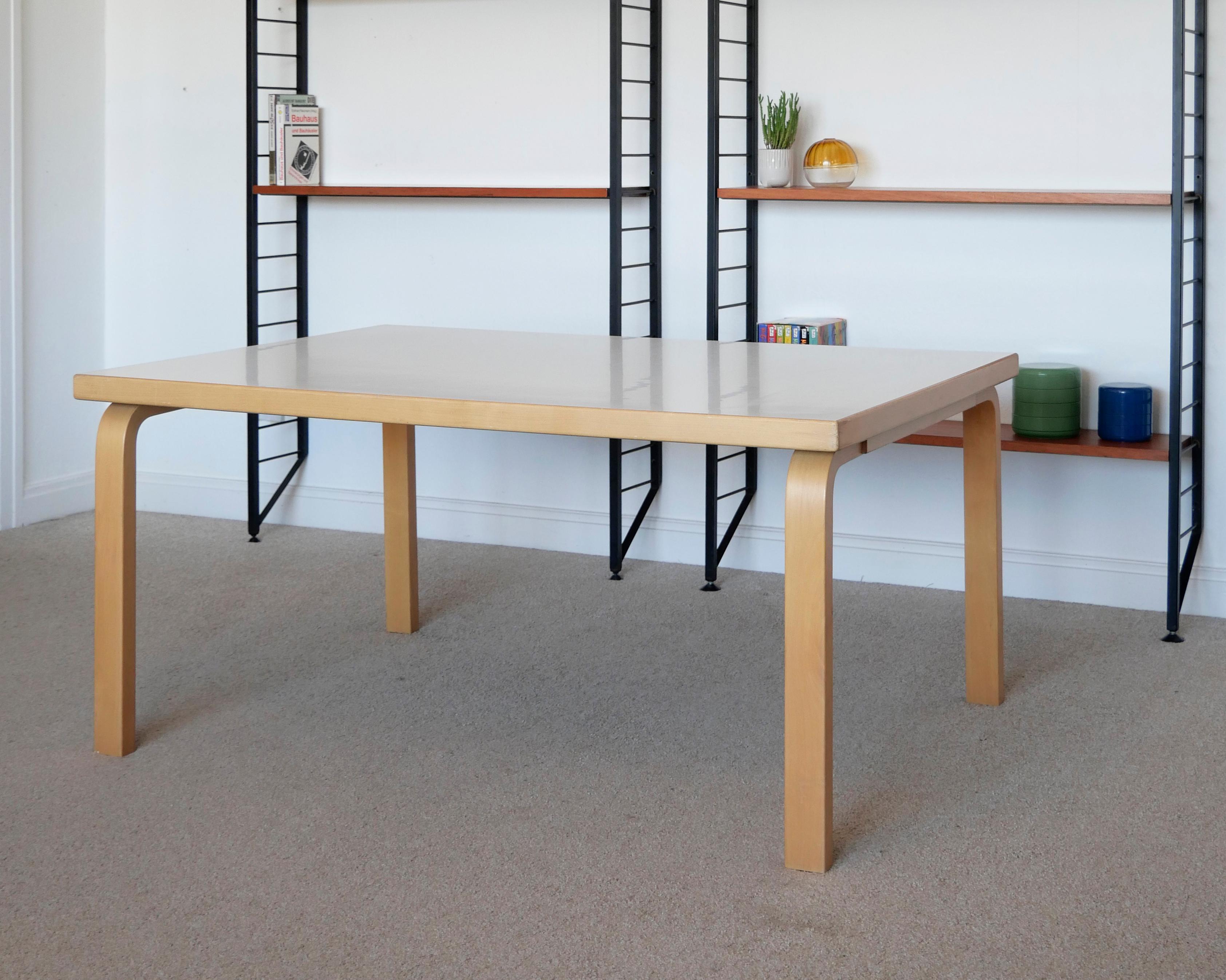 Alvar Aalto large coffee low table, Artek c 1970s, birch with white laminate top For Sale 2