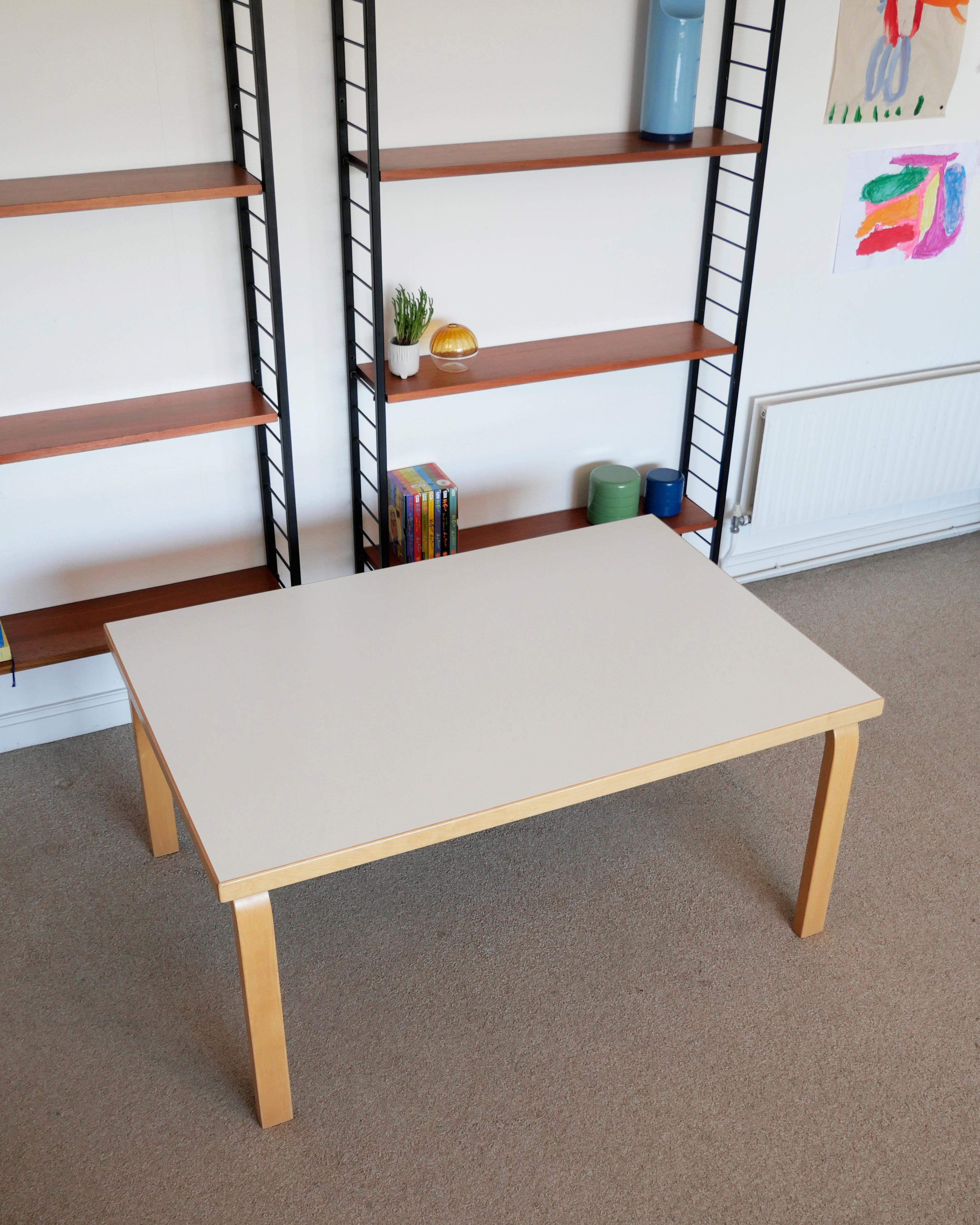 Modern Alvar Aalto large coffee low table, Artek c 1970s, birch with white laminate top For Sale