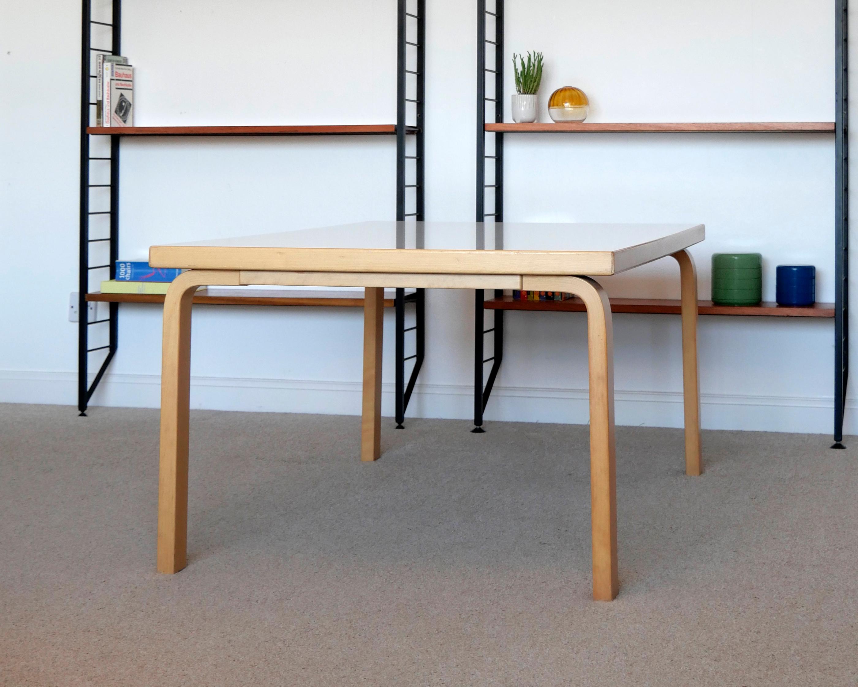 Alvar Aalto large coffee low table, Artek c 1970s, birch with white laminate top In Good Condition For Sale In London, GB