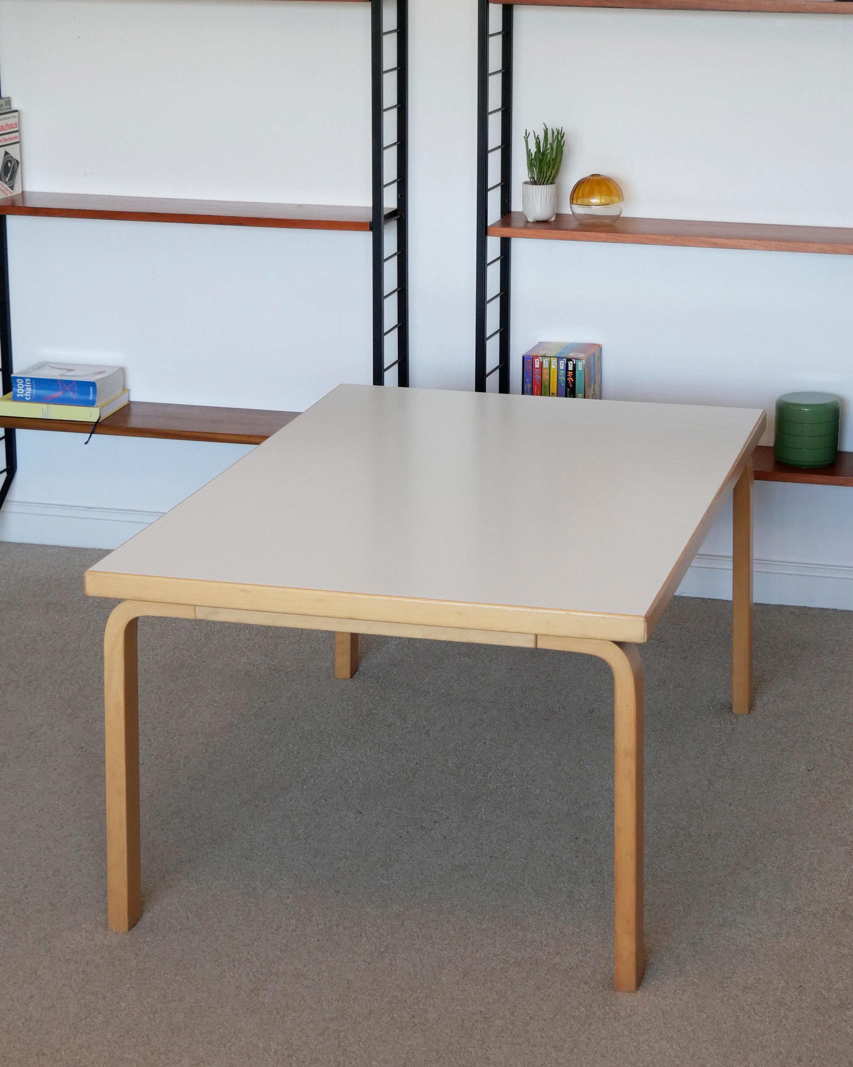 20th Century Alvar Aalto large coffee low table, Artek c 1970s, birch with white laminate top For Sale