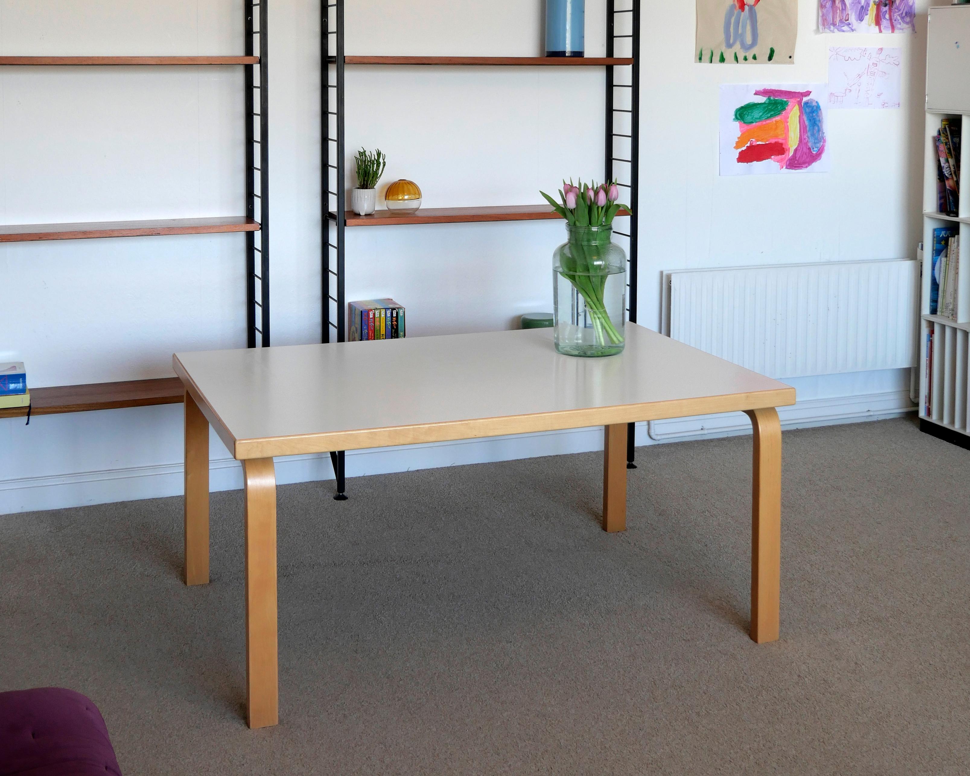 Alvar Aalto large coffee low table, Artek c 1970s, birch with white laminate top For Sale 1