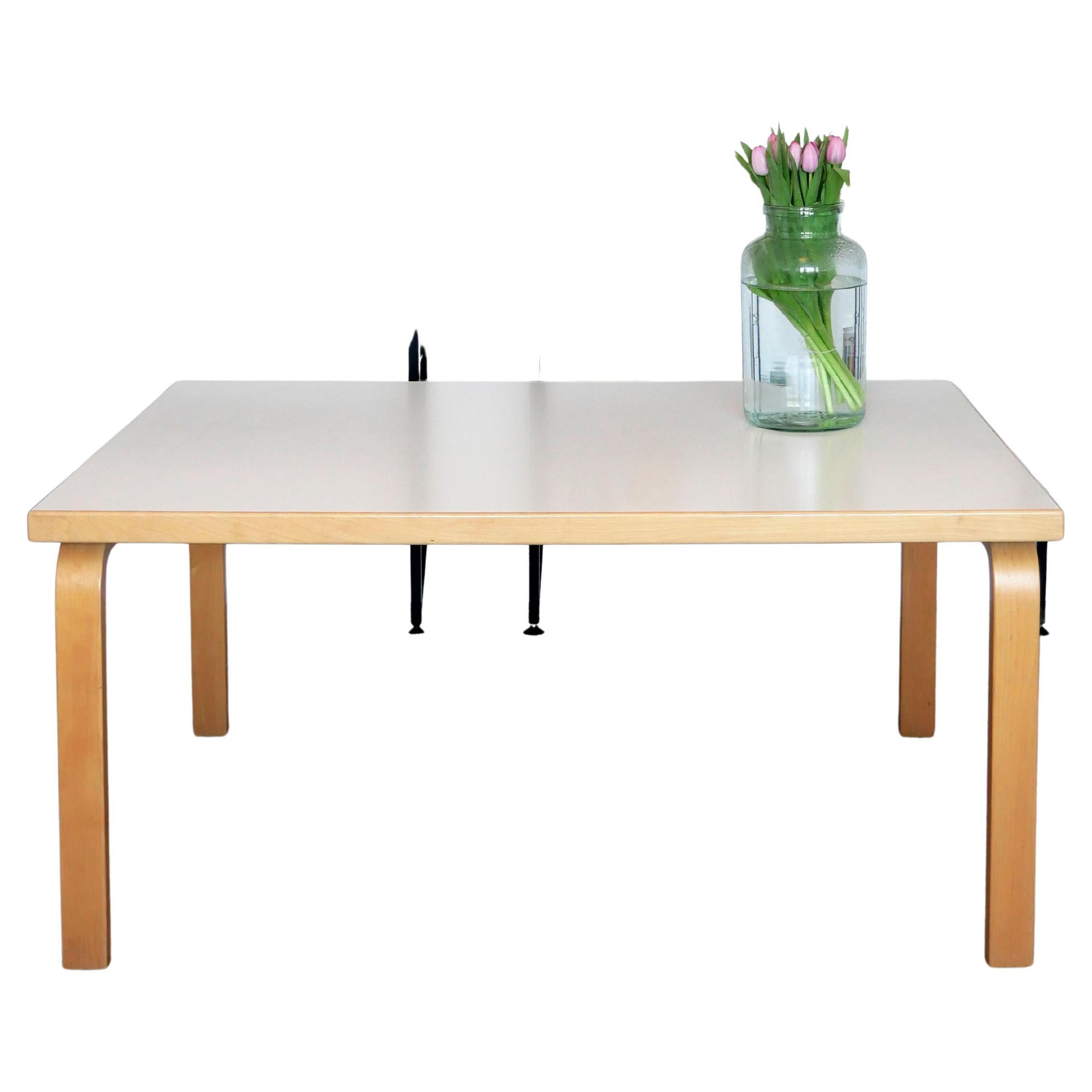 Alvar Aalto large coffee low table, Artek c 1970s, birch with white laminate top