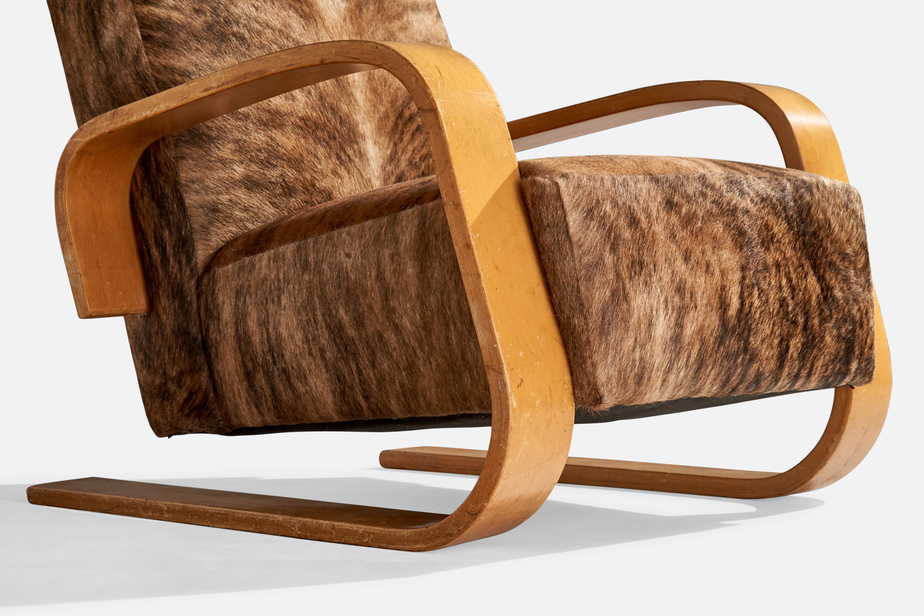 Alvar Aalto, Loungesessel, Birke, Rindsleder, Finnland, 1940 im Zustand „Gut“ im Angebot in High Point, NC