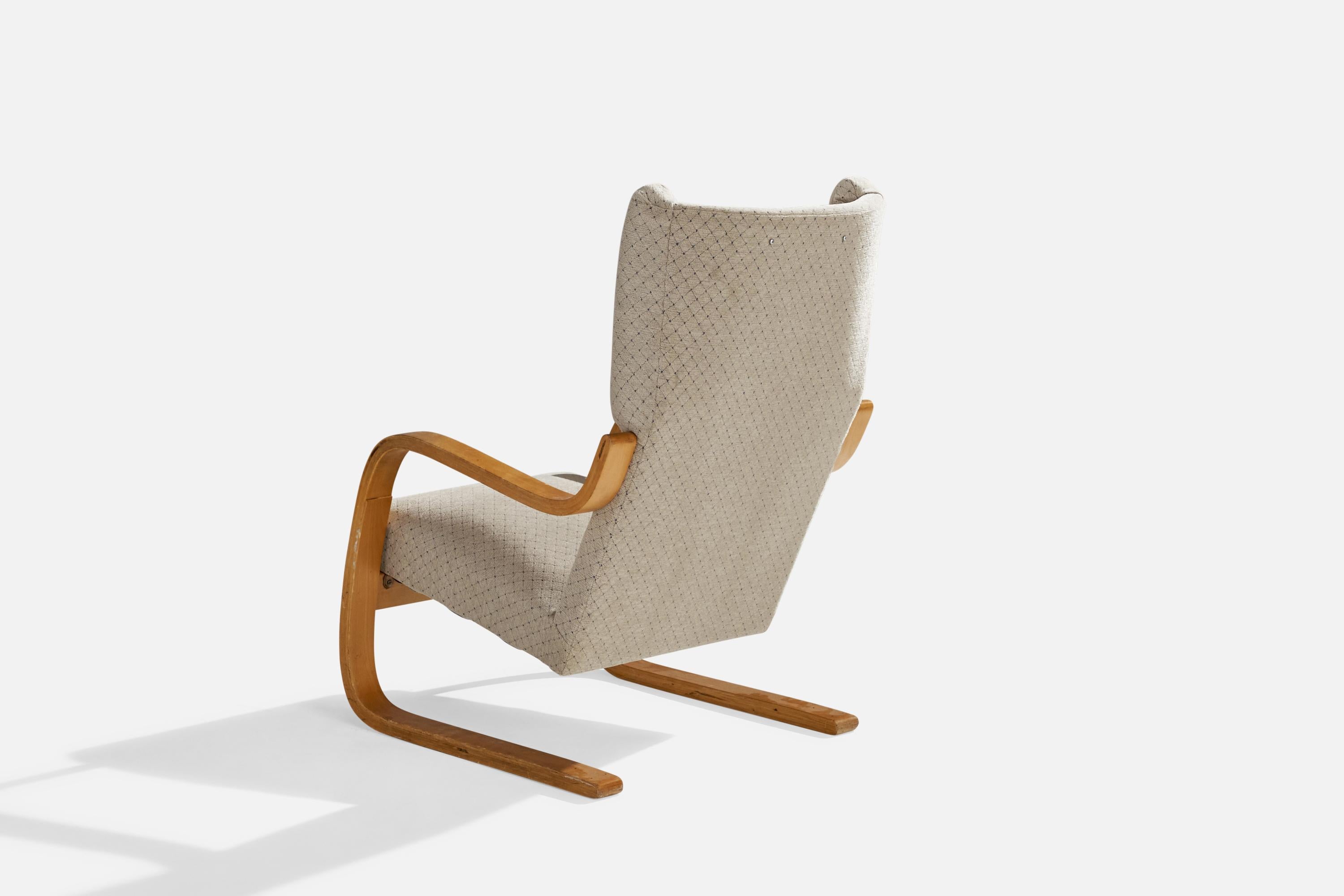 Alvar Aalto, Lounge Chair, Birch, Fabric, Finland, 1970s For Sale 1