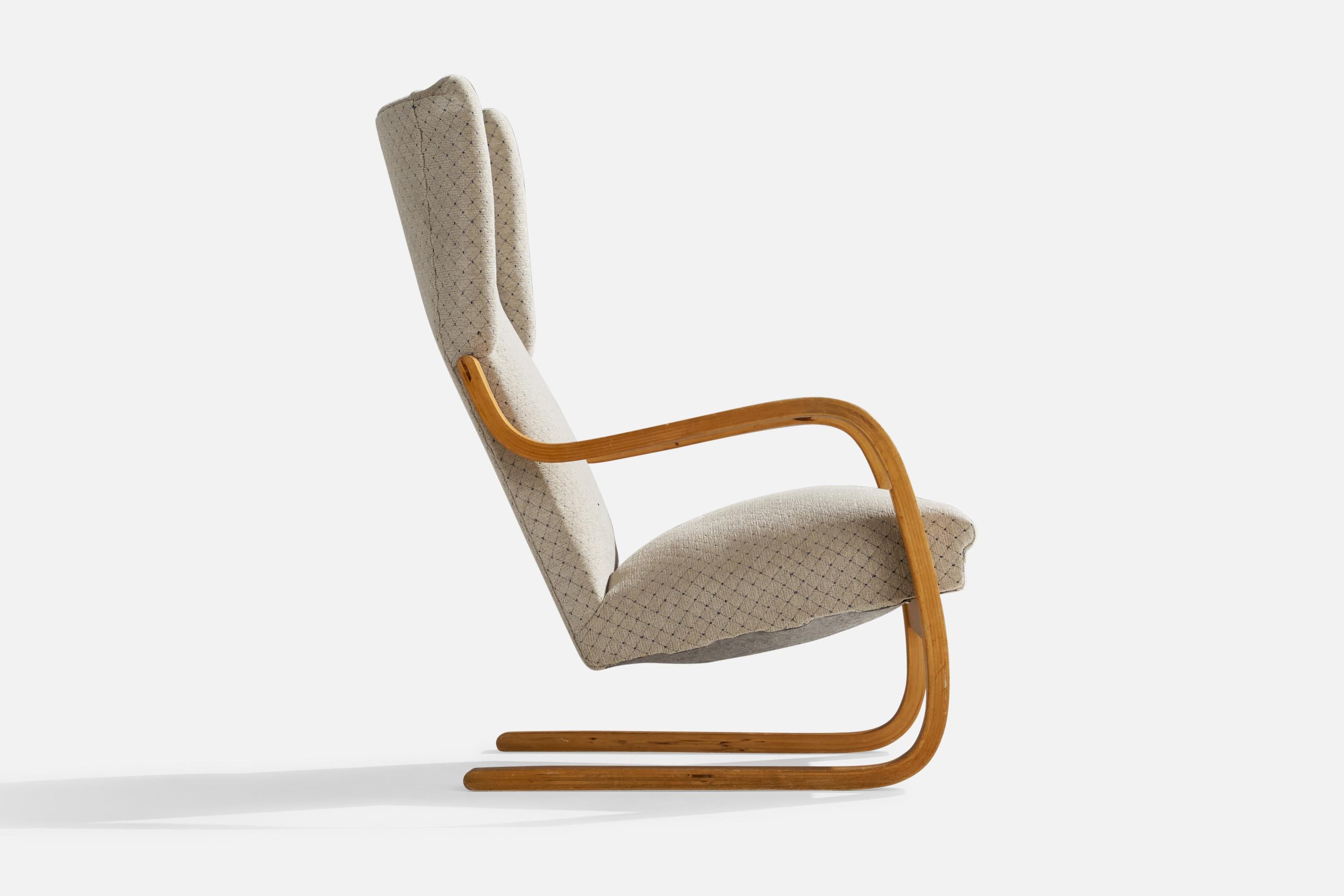 Alvar Aalto, Lounge Chair, Birch, Fabric, Finland, 1970s For Sale 3