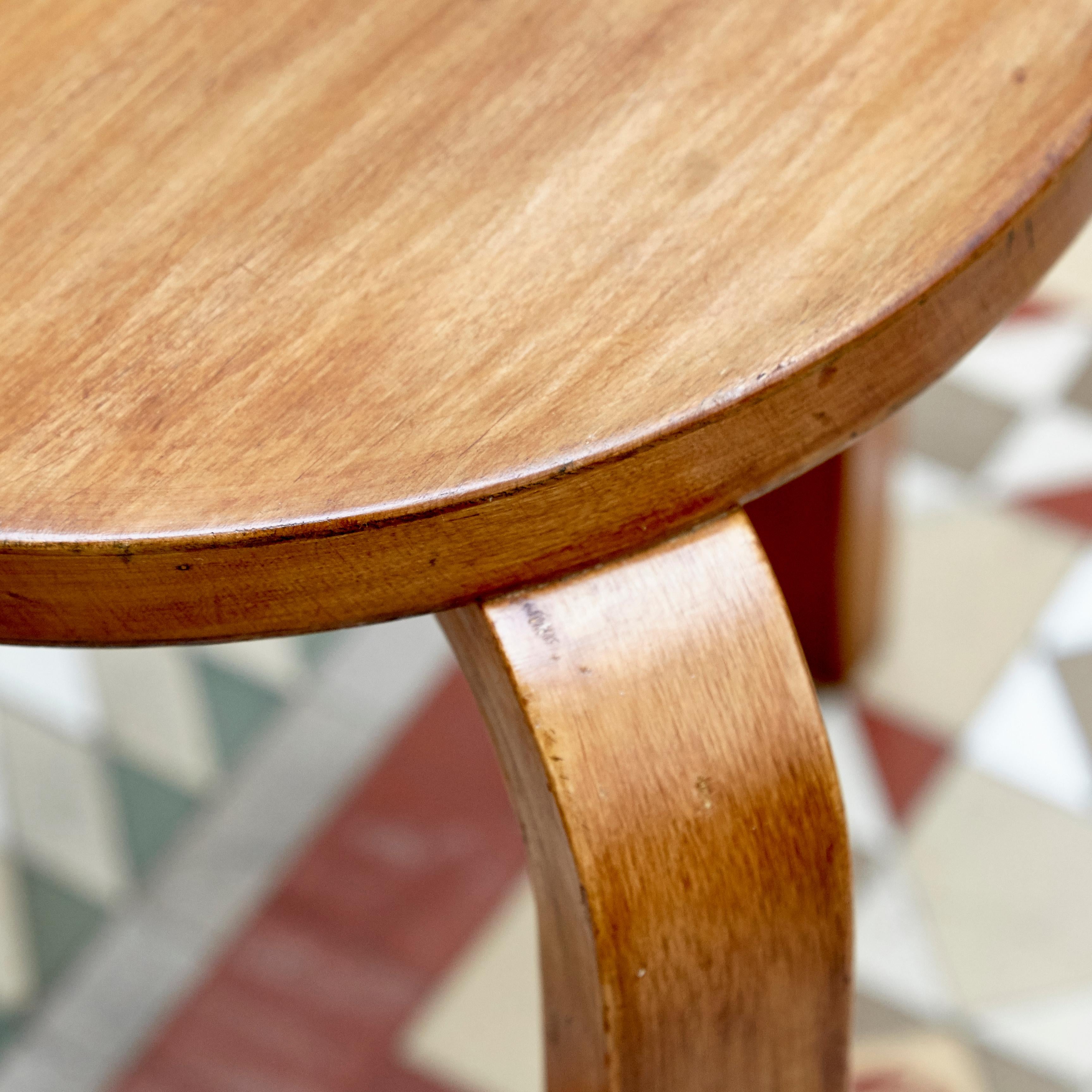 Wood Alvar Aalto, Mid-Century Modern, Artek Bentwood Stool, circa 1960